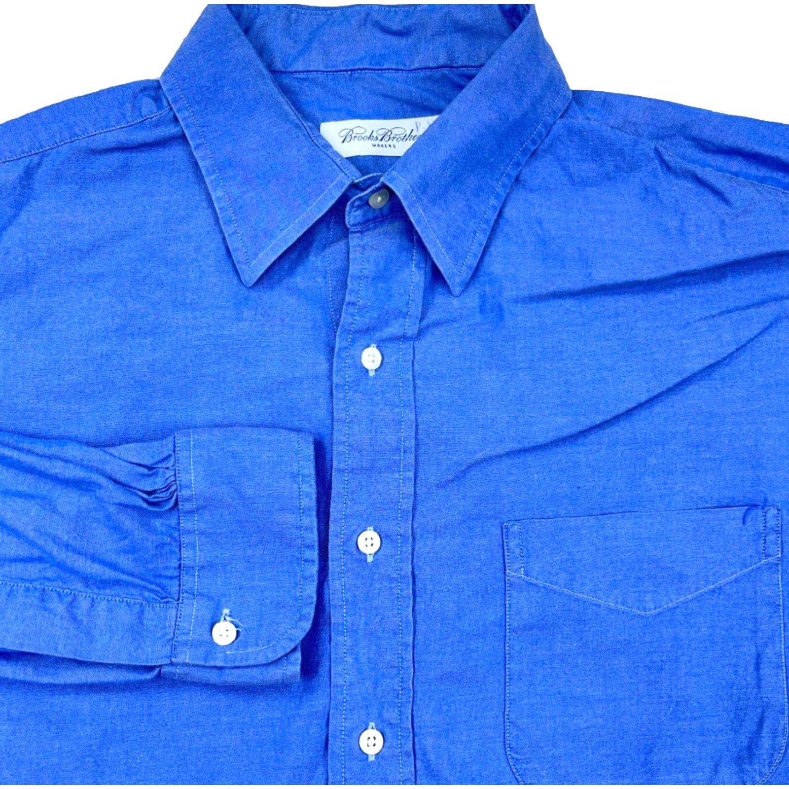 Brooks Brothers Vintage Brooks Brothers Shirt Men 16.5 34 Blue Button Up Oxford Cloth USA Dress Shirt Daywear Casual Party/Cocktail Travel Knit? Size US XL / EU 56 / 4 - 2 Thumbnail
