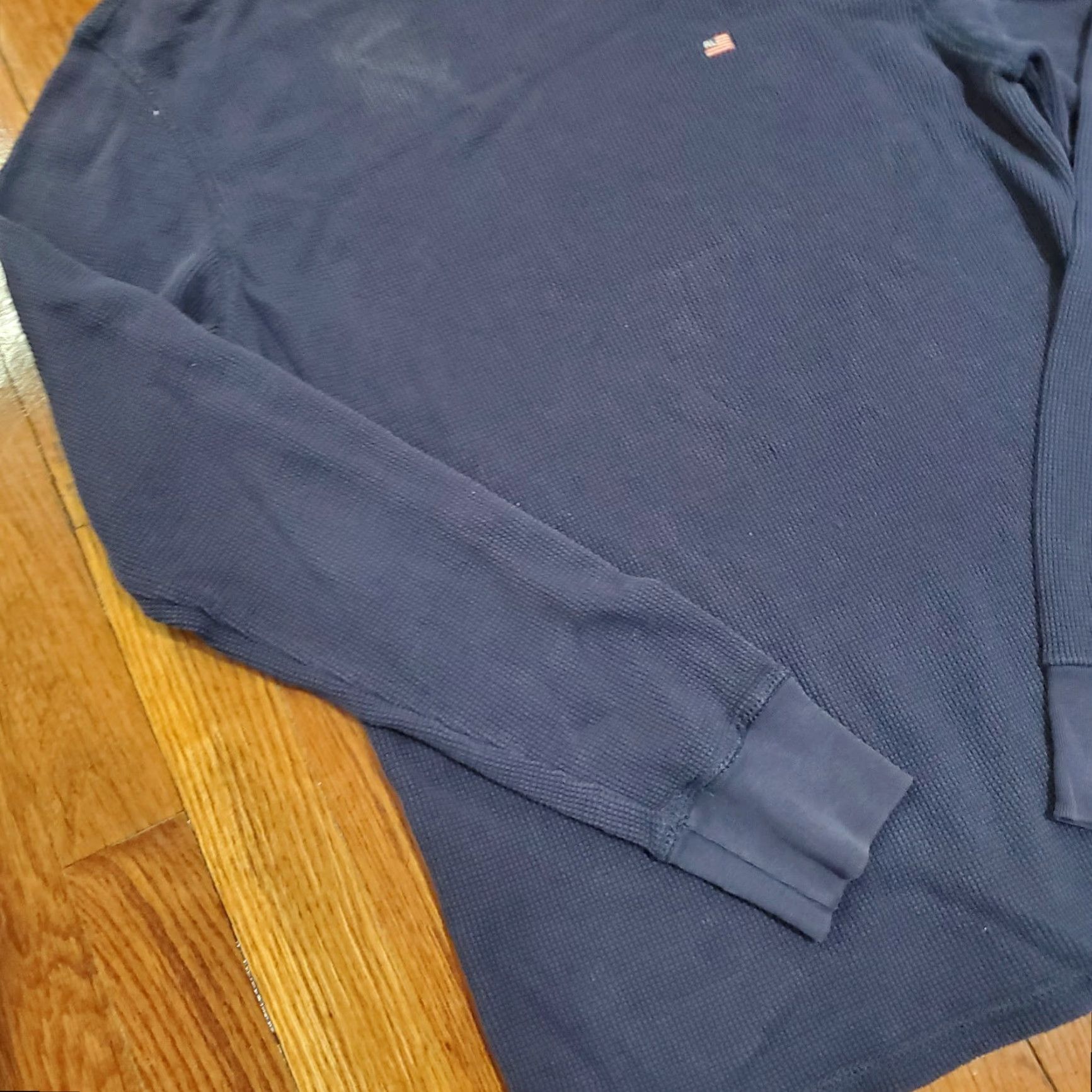 Polo Ralph Lauren VINTAGE Polo Jeans Co Shirt Men Large Blue Waffle Thermal Ralph Lauren 90s Logo Embroidered Cotton Blend T-Shirt Size US L / EU 52-54 / 3 - 2 Thumbnail