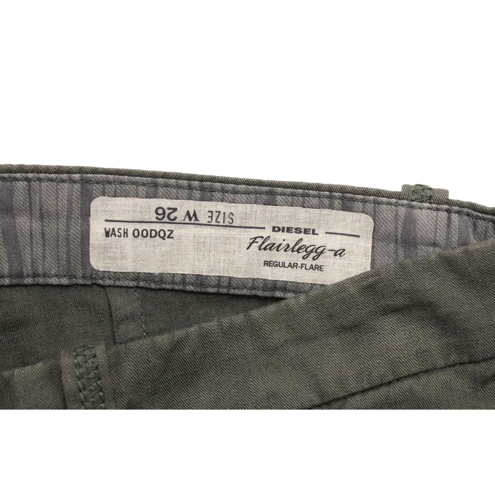 Diesel DIESEL Flairlegg-a Regular-Flare 00DQZ Trousers Women's W26 Linen Blend Zip Green Size 26" / US 2 / IT 38 - 5 Thumbnail