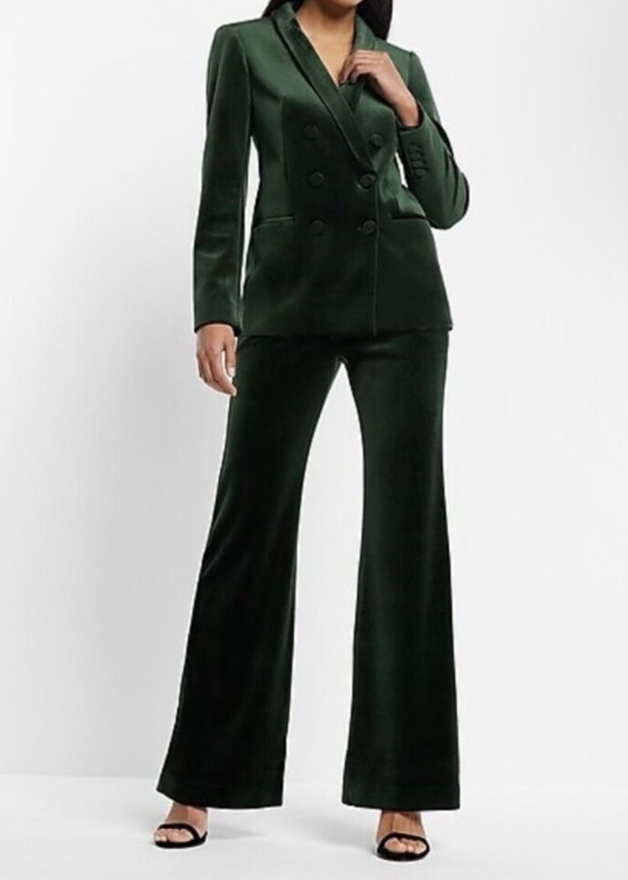 Express Elegant Express Velvet Women's Suit Set Dark Green - XS Size 25" / US 0 / IT 36 - 1 Thumbnail