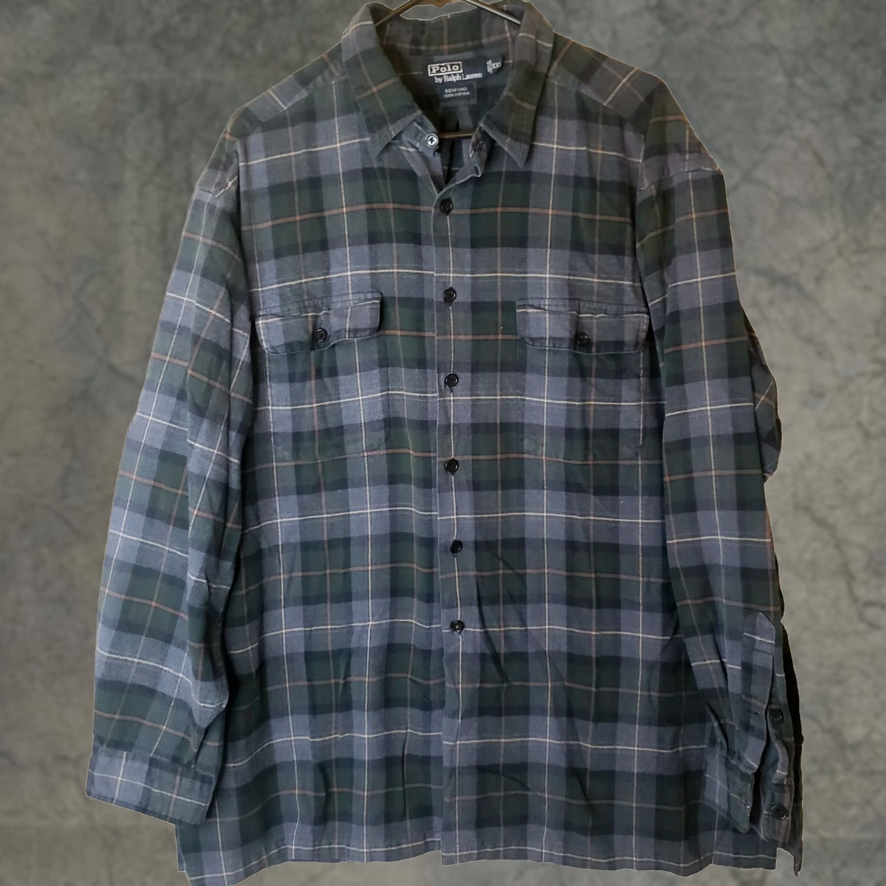 Polo Ralph Lauren POLO Ralph Lauren BENFORD Plaid Button Up Flannel Shirt XXL Gray Green 100% Cotton Mens Size US XXL / EU 58 / 5 - 1 Thumbnail