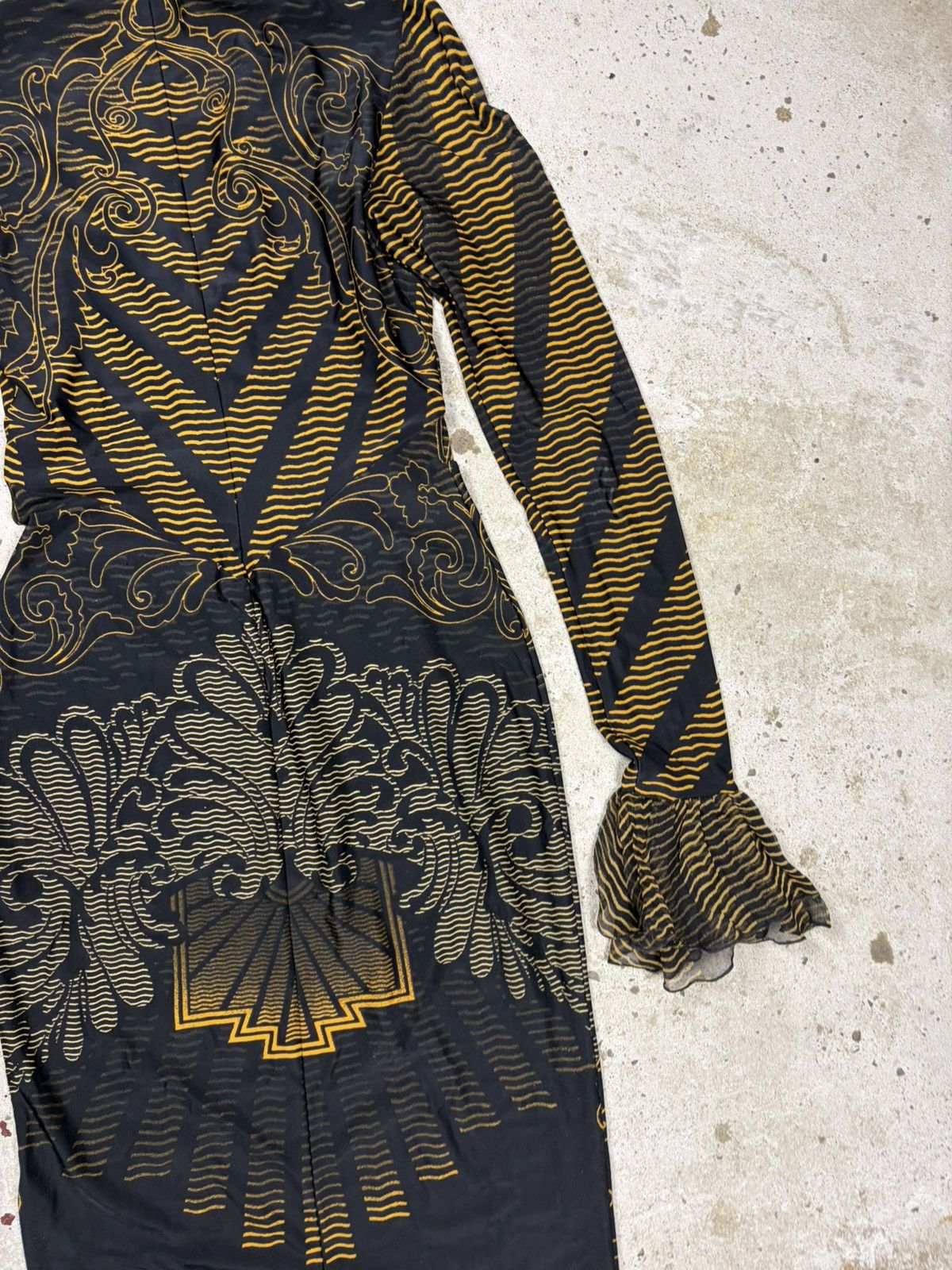 Roberto Cavalli Roberto Cavalli 2007 Gold & Black Printed Ruched Dress Size XS / US 0-2 / IT 36-38 - 16 Thumbnail