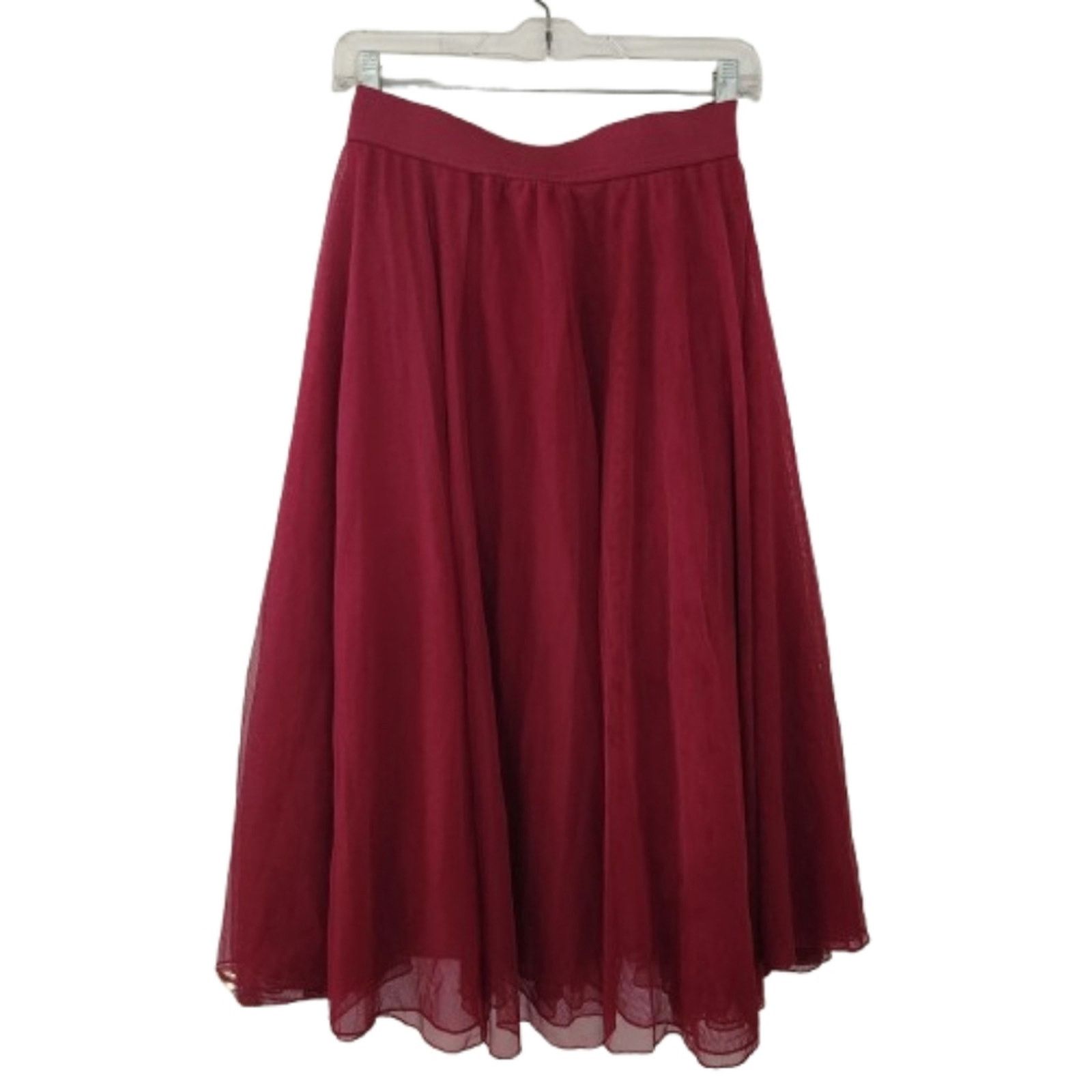 & Other Stories TORRID ☆ FLOWING ☆ WINE TULLE ☆ MIDI SKIRT ☆ 4x ☆ EUC Size 30" / US 8 / IT 44 - 2 Thumbnail