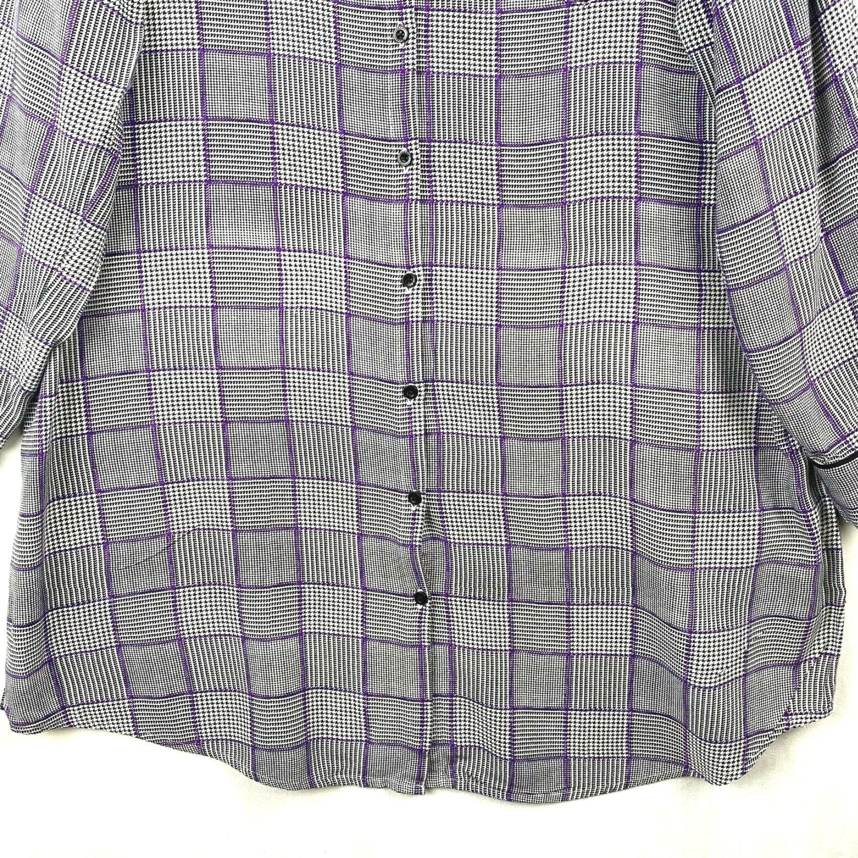 Chaps Chaps Purple Houndstooth Button-Up Tunic Long Sleeve Women's L Size L / US 10 / IT 46 - 6 Thumbnail