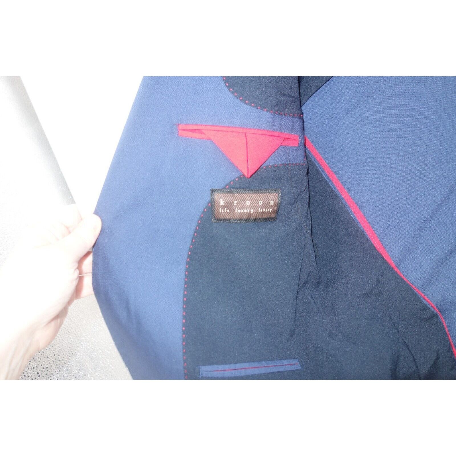 Other NEW Kroon Irons Blue Poplin Lined Suit Jacket & Pants Size 36R - 9 Thumbnail