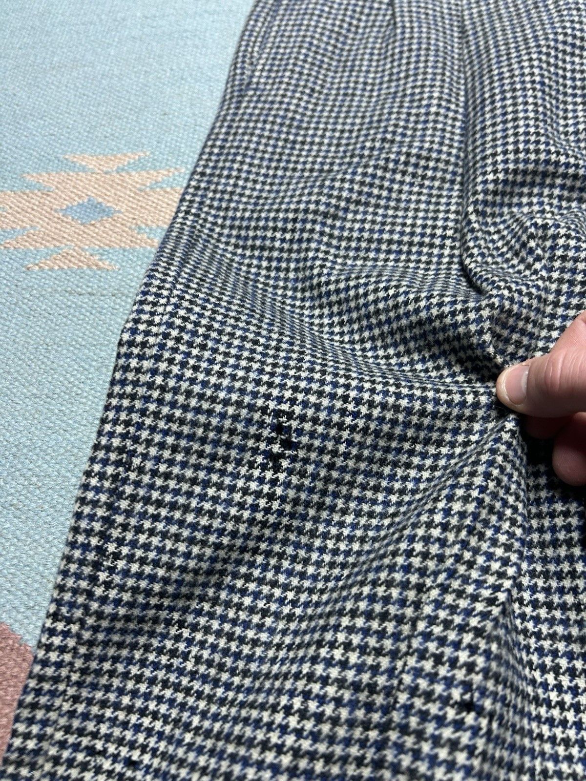 Vintage 1940s drop loop slacks wool pants Campus houndstooth FLAW 29 Size US 29 - 7 Thumbnail