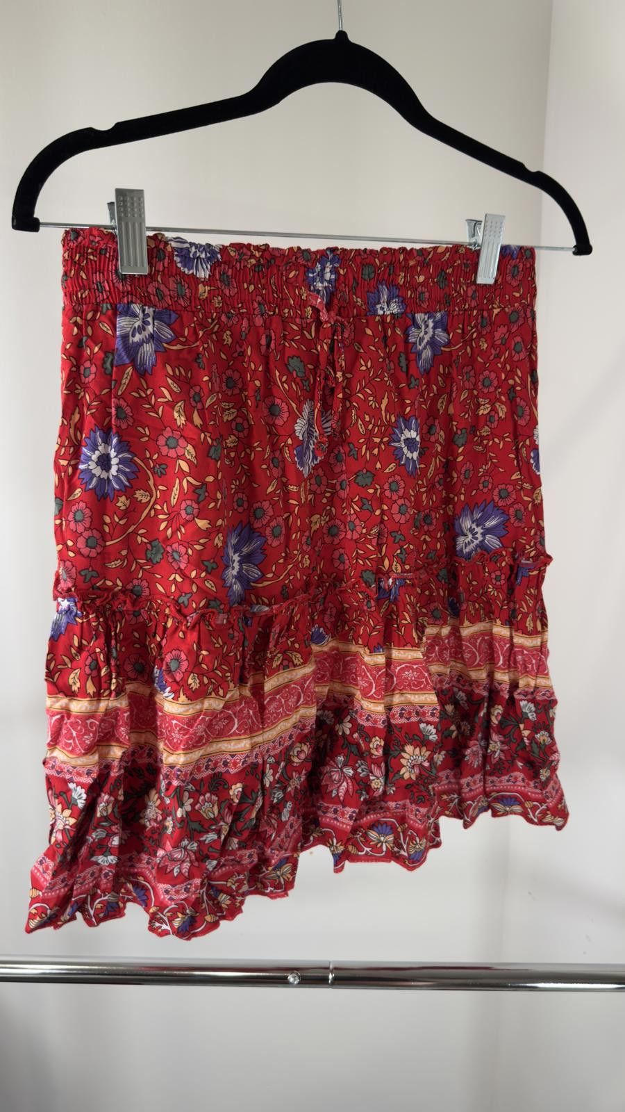 Allsaints Ally Women's Red Floral Patterned Skirt, Medium Size 32" / US 10 / IT 46 - 1 Thumbnail