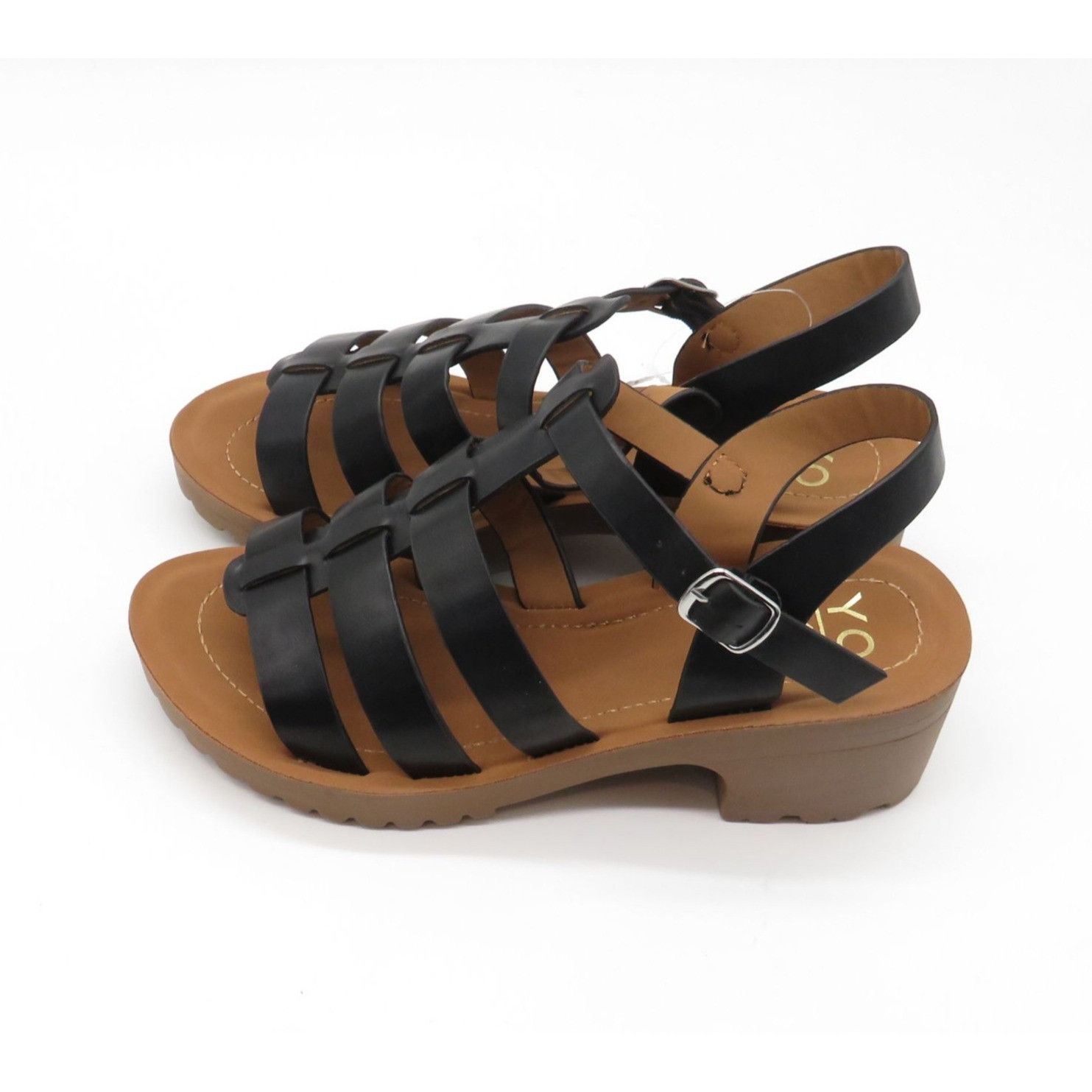 Other YOKI Everly Women's Black Strappy Sandals Buckle Brown Heels Size US 8 / IT 38 - 3 Thumbnail