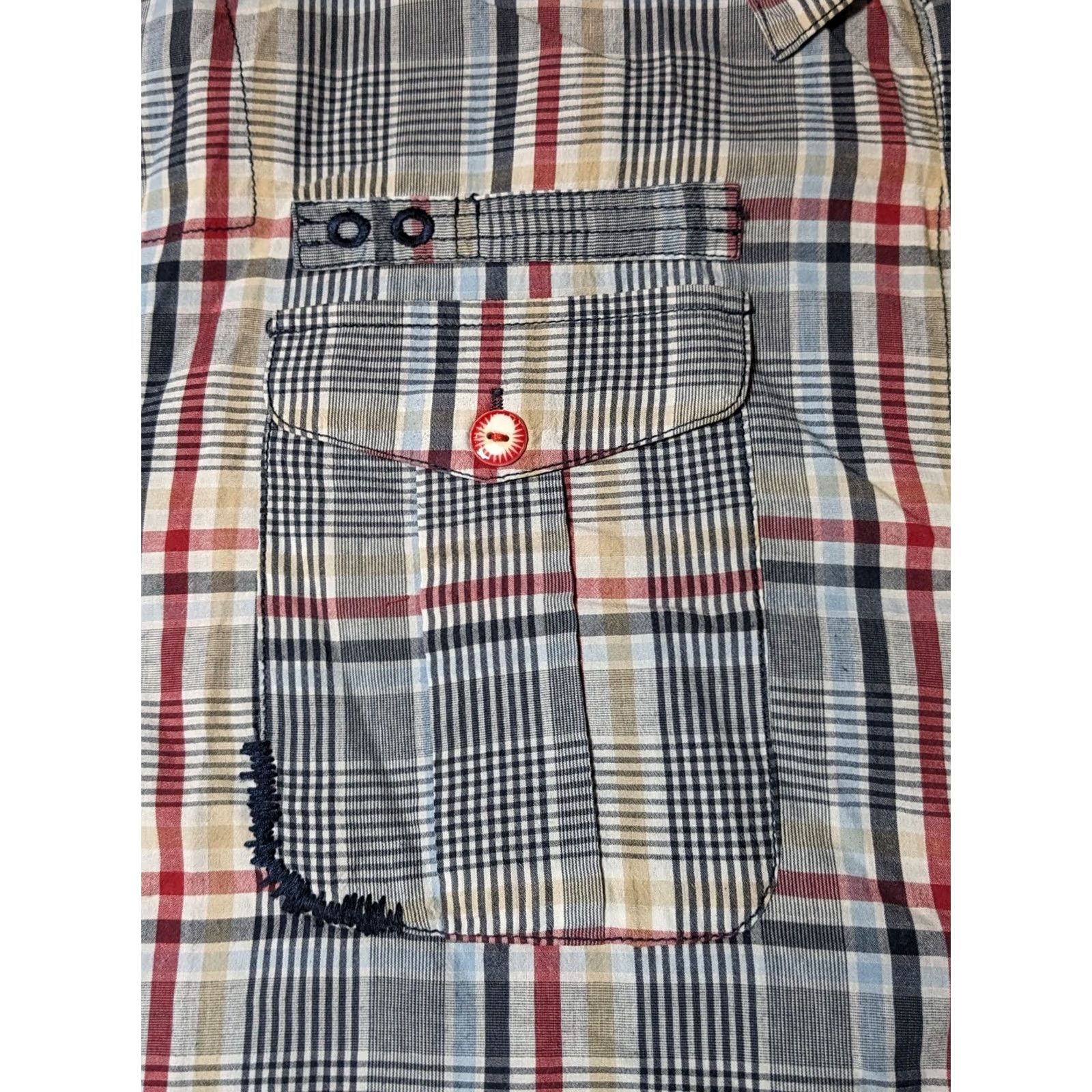Vintage PARISH NATION Standing Strong Men 3XL Blue Plaid Embellished Shirt Size US XXL / EU 58 / 5 - 7 Thumbnail