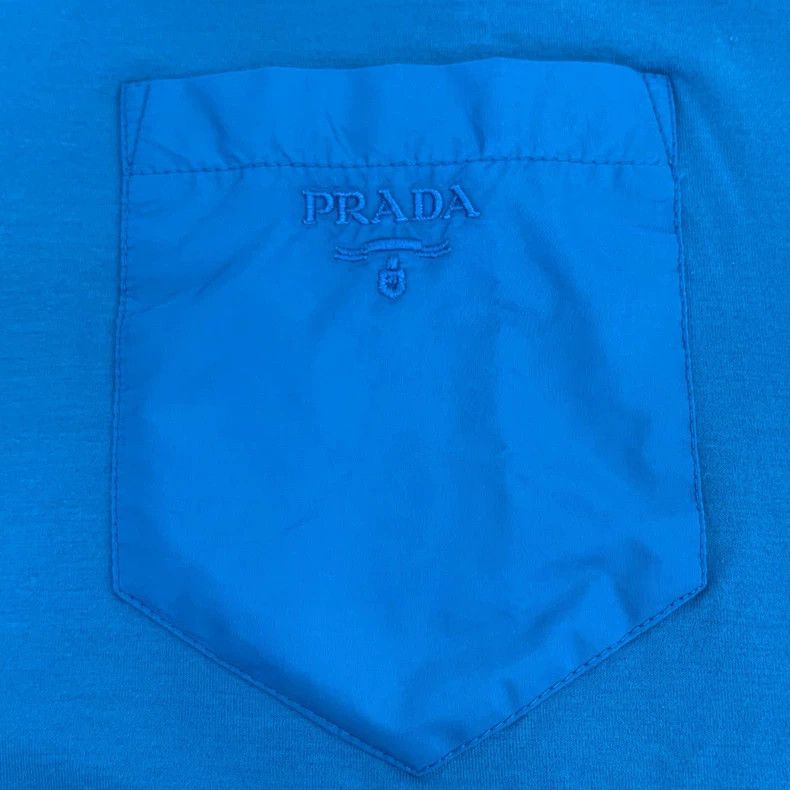 Prada Prada Logo embroidered round-neck blue cotton short-sleeved Size US XL / EU 56 / 4 - 5 Thumbnail