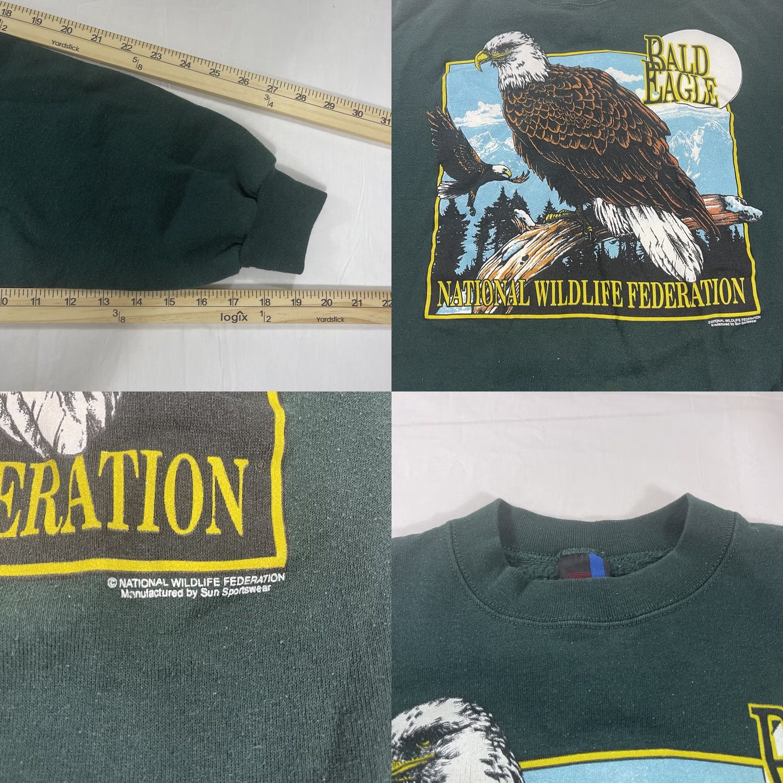 Vintage VINTAGE National Wildlife Federation Bald Eagle Sweatshirt Mens M Green 90s Shirt Size US M / EU 48-50 / 2 - 8 Thumbnail