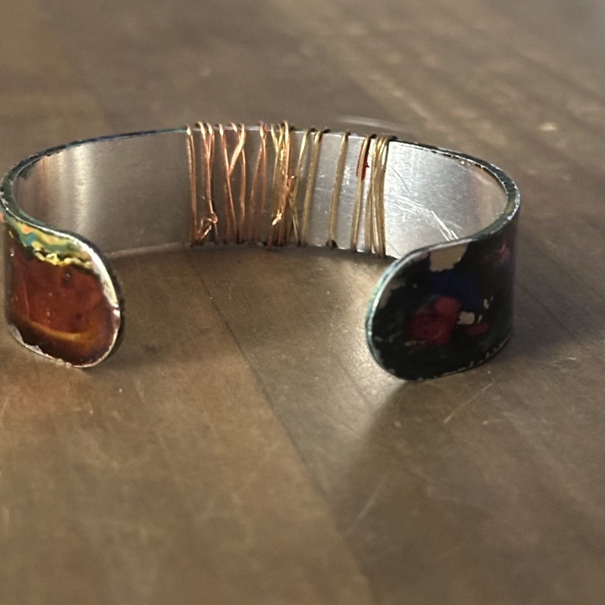 Other Handmade tie dye wire wrapped charm bangle cuff bracelet Size ONE SIZE - 4 Thumbnail