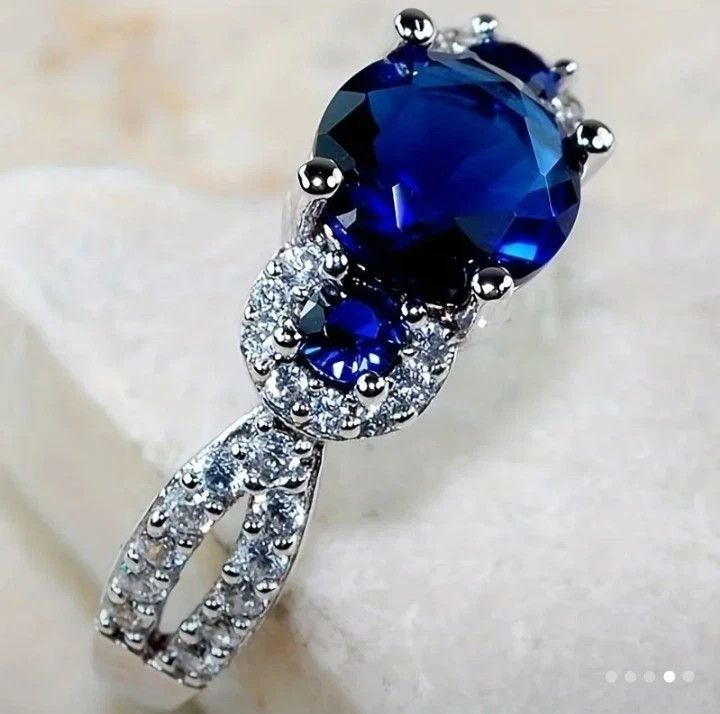 Other Simulated Blue Sapphire Engagement Ring Size 7 Size ONE SIZE - 5 Thumbnail