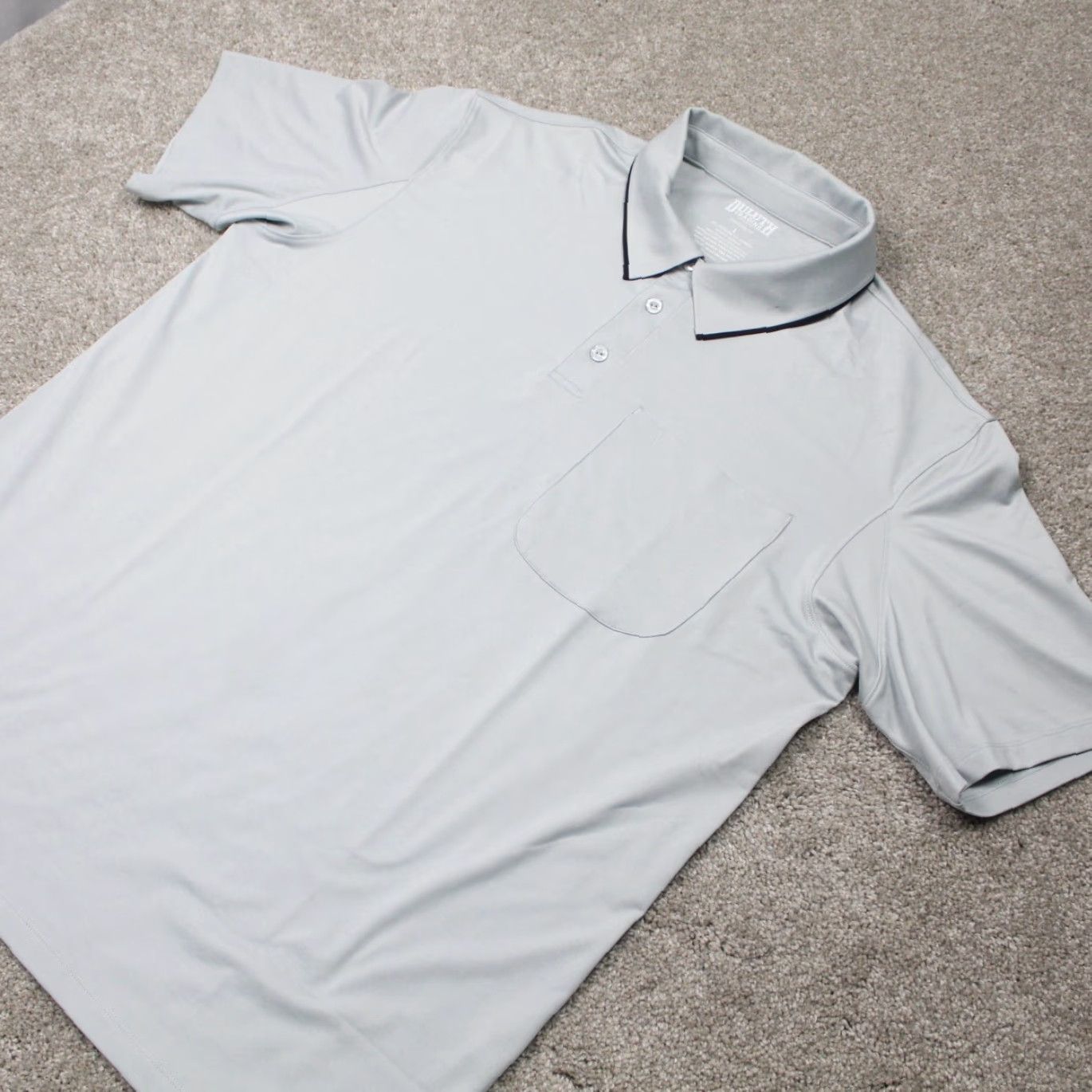 Vintage Duluth Mens Large Polo Shirt Gray Short Sleeve Stretch Polyester Spandex Regular Fit Pullover Classic Outdoor Golf Hiking Walking Size US L / EU 52-54 / 3 - 3 Thumbnail