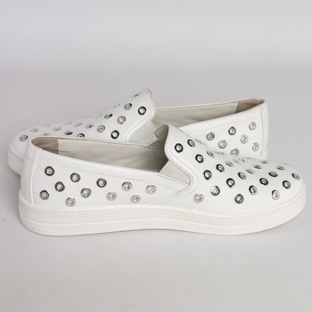 Prada Prada White Leather Slip-on Sneakers Trainers Shoes Grommet Size US 9 / IT 39 - 12 Thumbnail