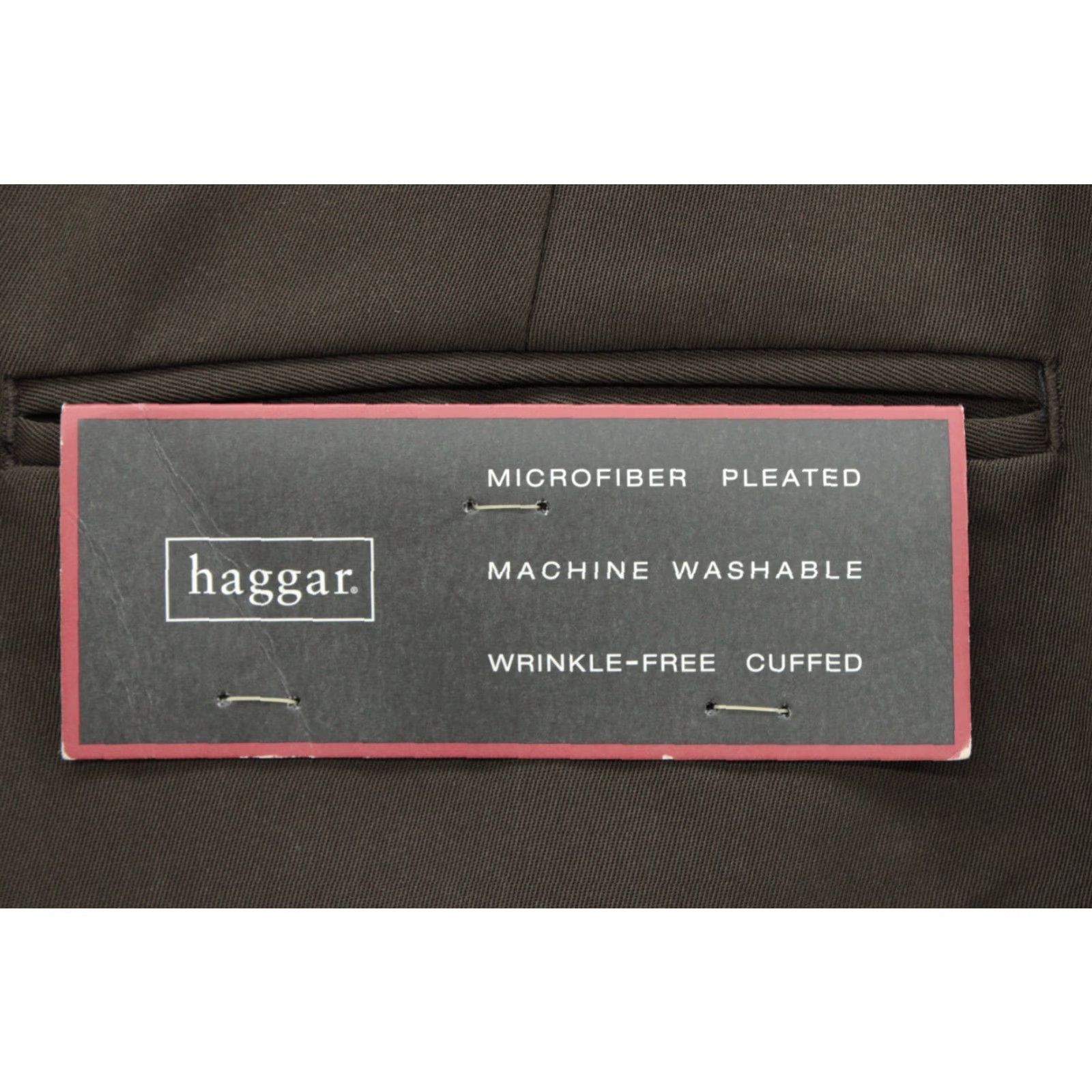 Haggar Haggar Dress Pants Mens 36X32 Brown Pleated Polyester Office Preppy Casual Pants Adult Regular Brown Size US 36 / EU 52 - 6 Thumbnail