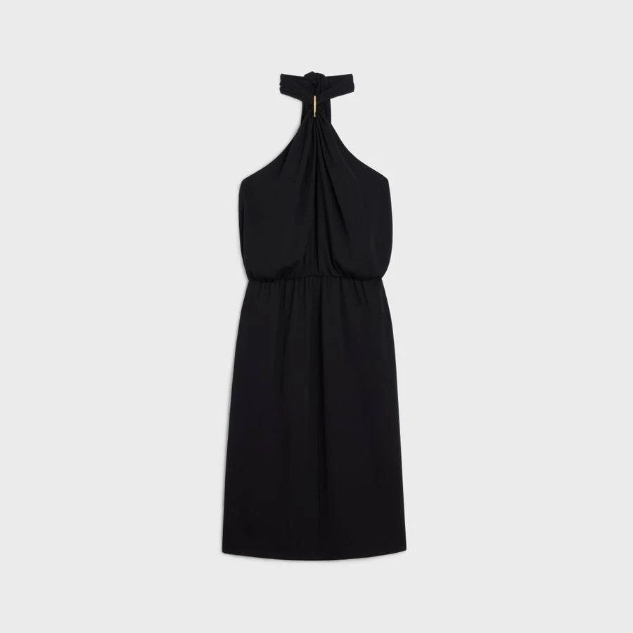 image of Celine O1W1Db10324 Draped Barrette Dress In Black, Women's (Size Medium)
