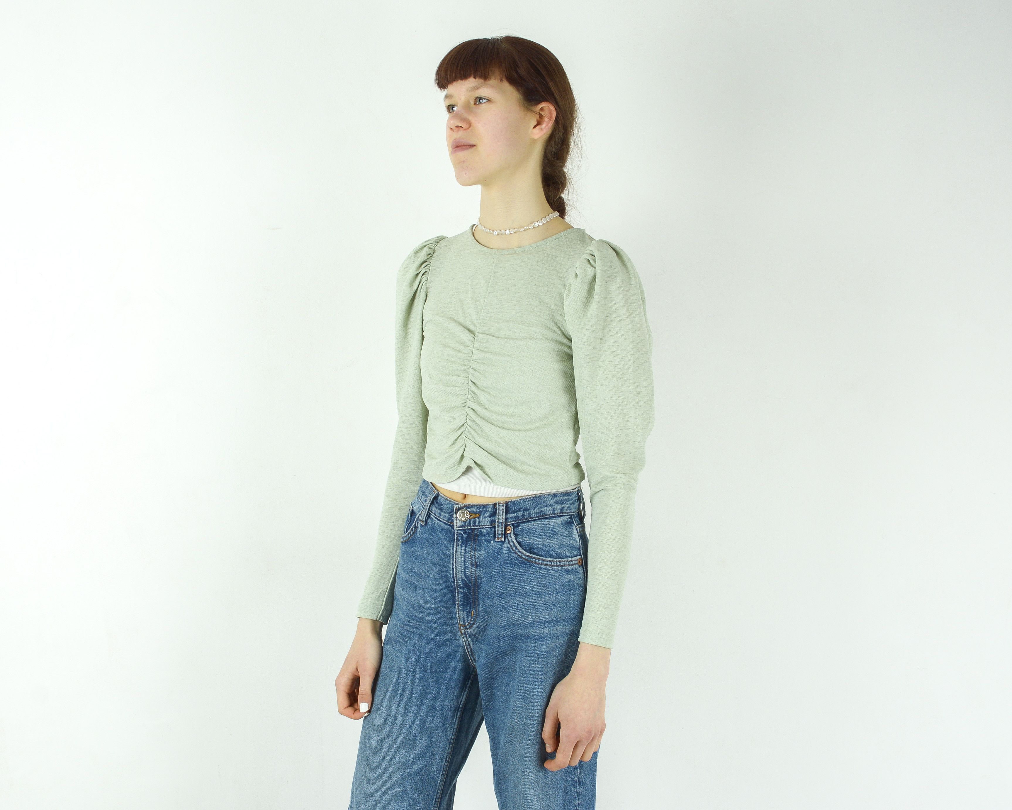 Other × Vintage MISS SELFRIDGE Long Sleeve Crop Top Romantic Blouse Summer Size S / US 4 / IT 40 - 2 Thumbnail