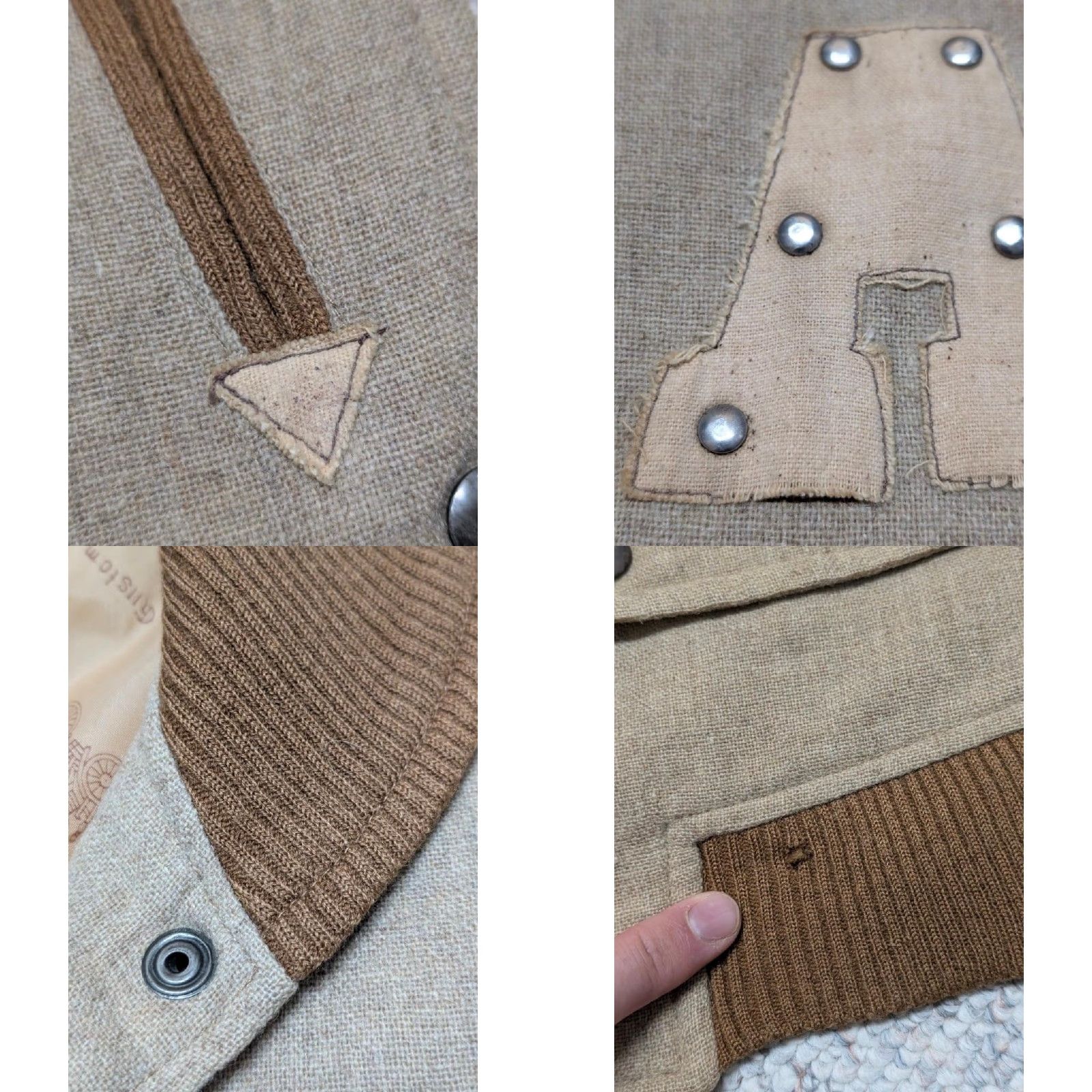 Vintage VINTAGE vintage jacket motorcycle jacket Mens S Brown wool Handcrafted 1950s Car Club varsity style snap shawl collar Letterman 38 in chest Size US S / EU 44-46 / 1 - 8 Thumbnail