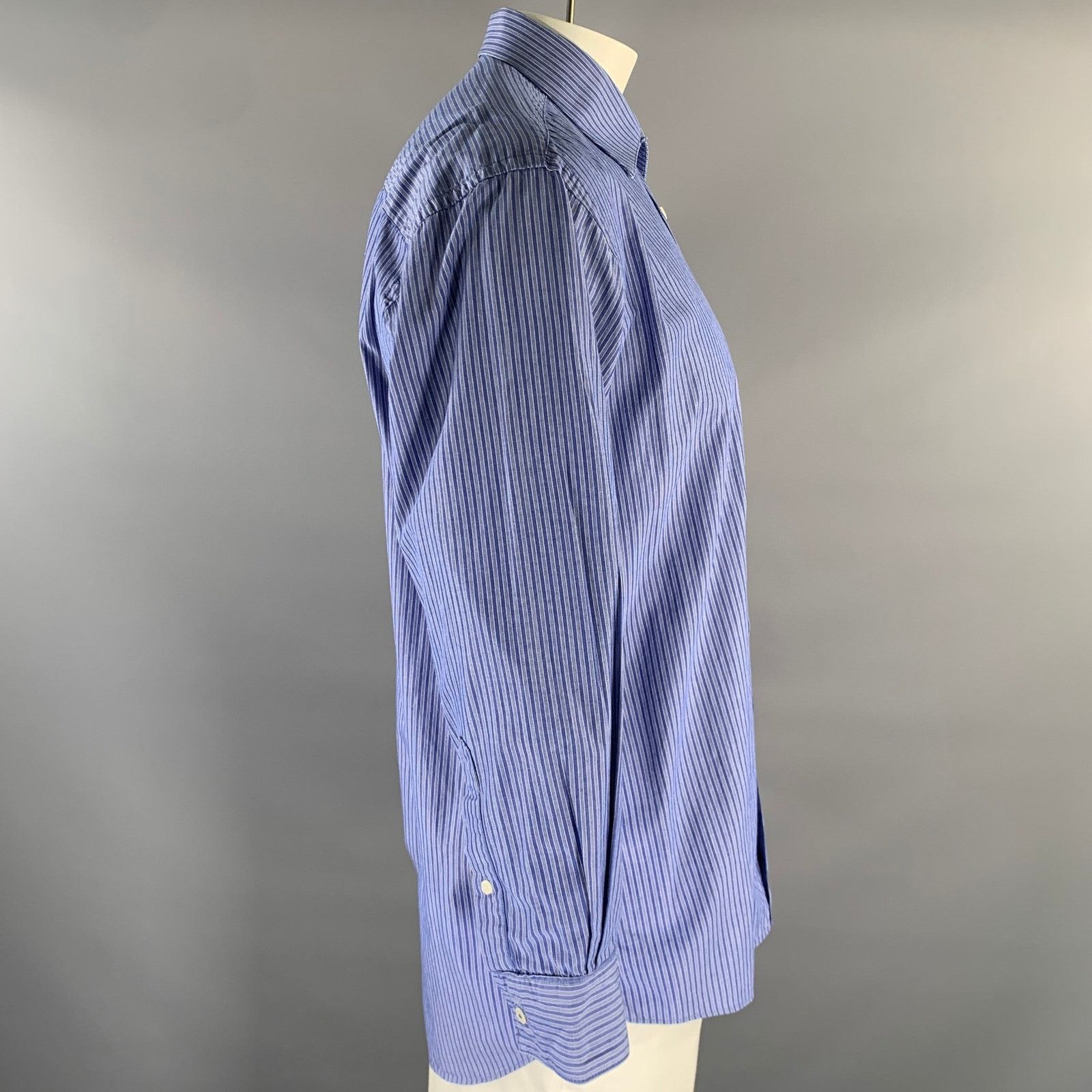 Dior CHRISTIAN DIOR L Blue White Stripe Cotton Vintage LS Shirt Size US L / EU 52-54 / 3 - 3 Thumbnail
