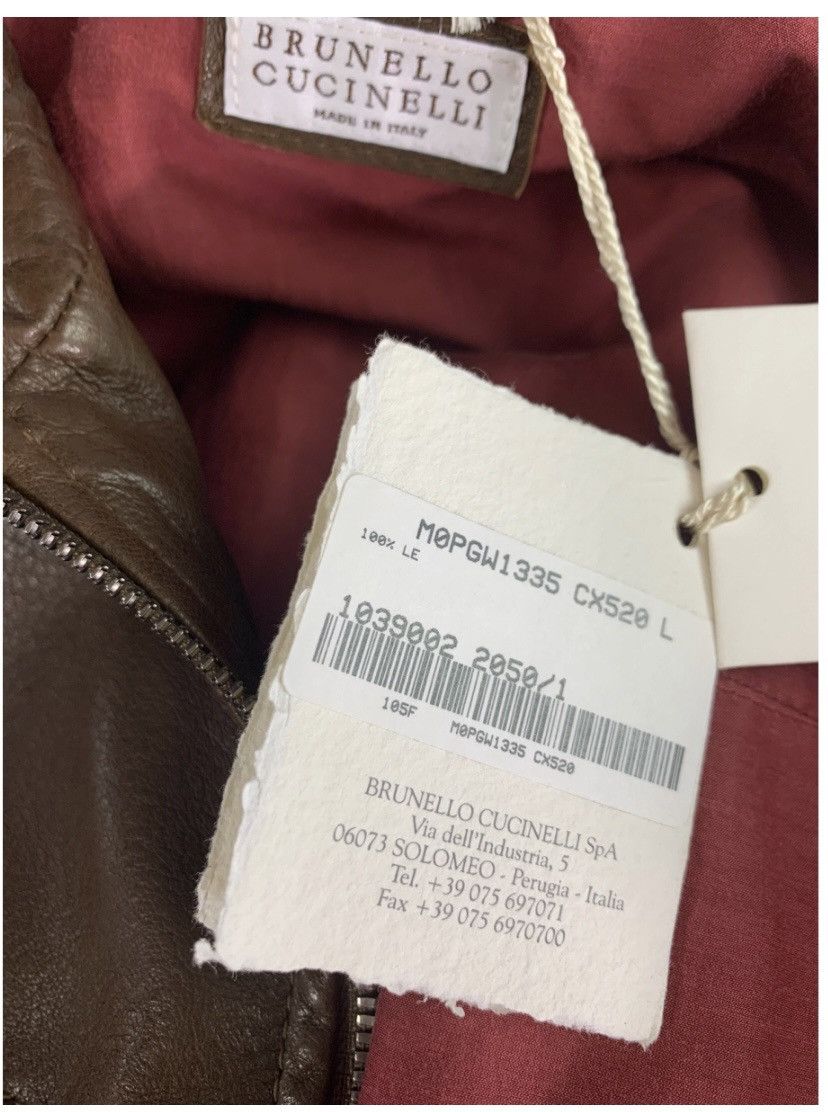Brunello Cucinelli Brunello Cucinelli 🇮🇹 mocha leather silk lined bomber L NWT Size US L / EU 52-54 / 3 - 9 Thumbnail