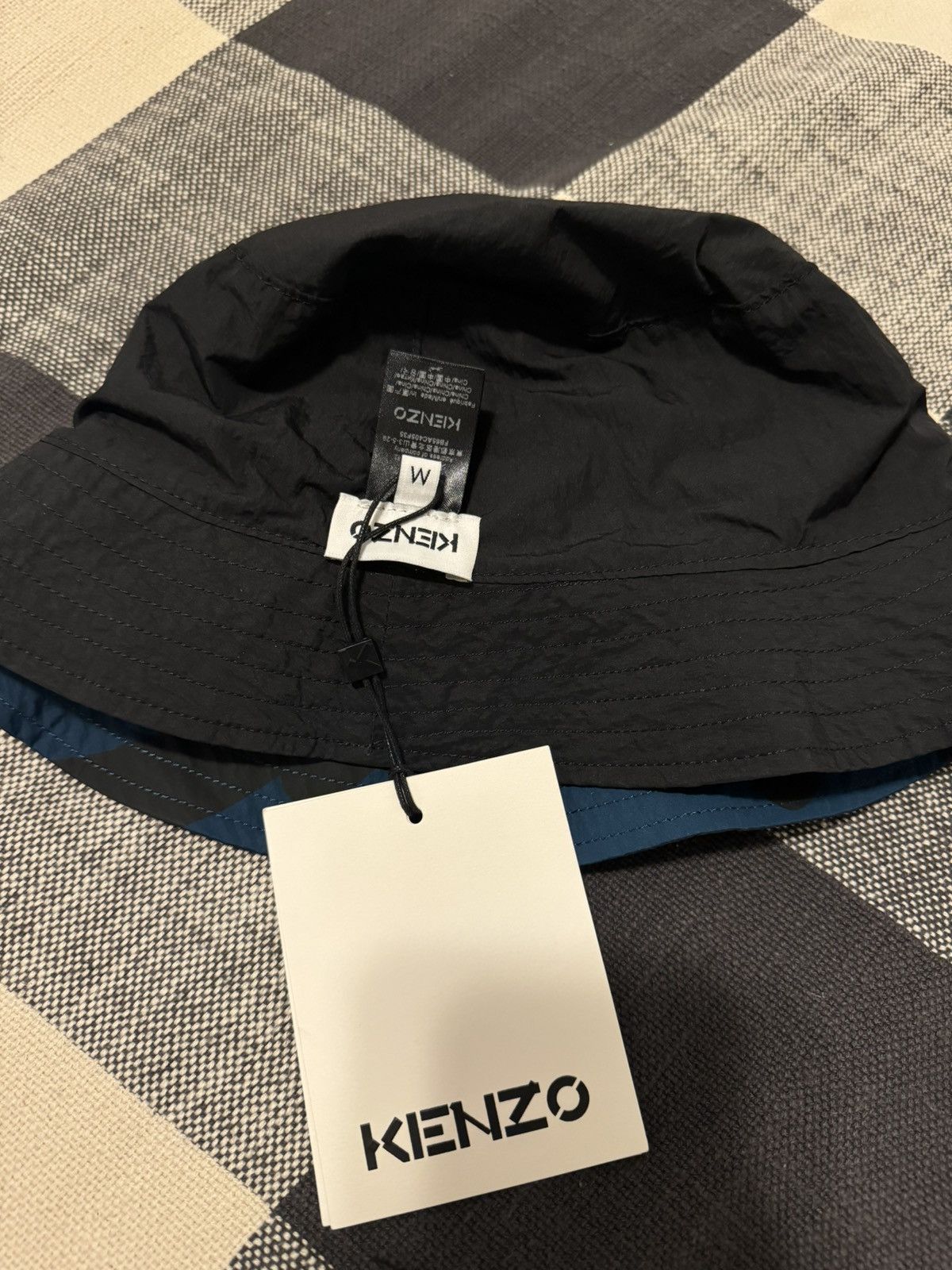 Kenzo Reversible Black / Blue Print Bucket Hat - M (New!) Size 32 - 1 Thumbnail