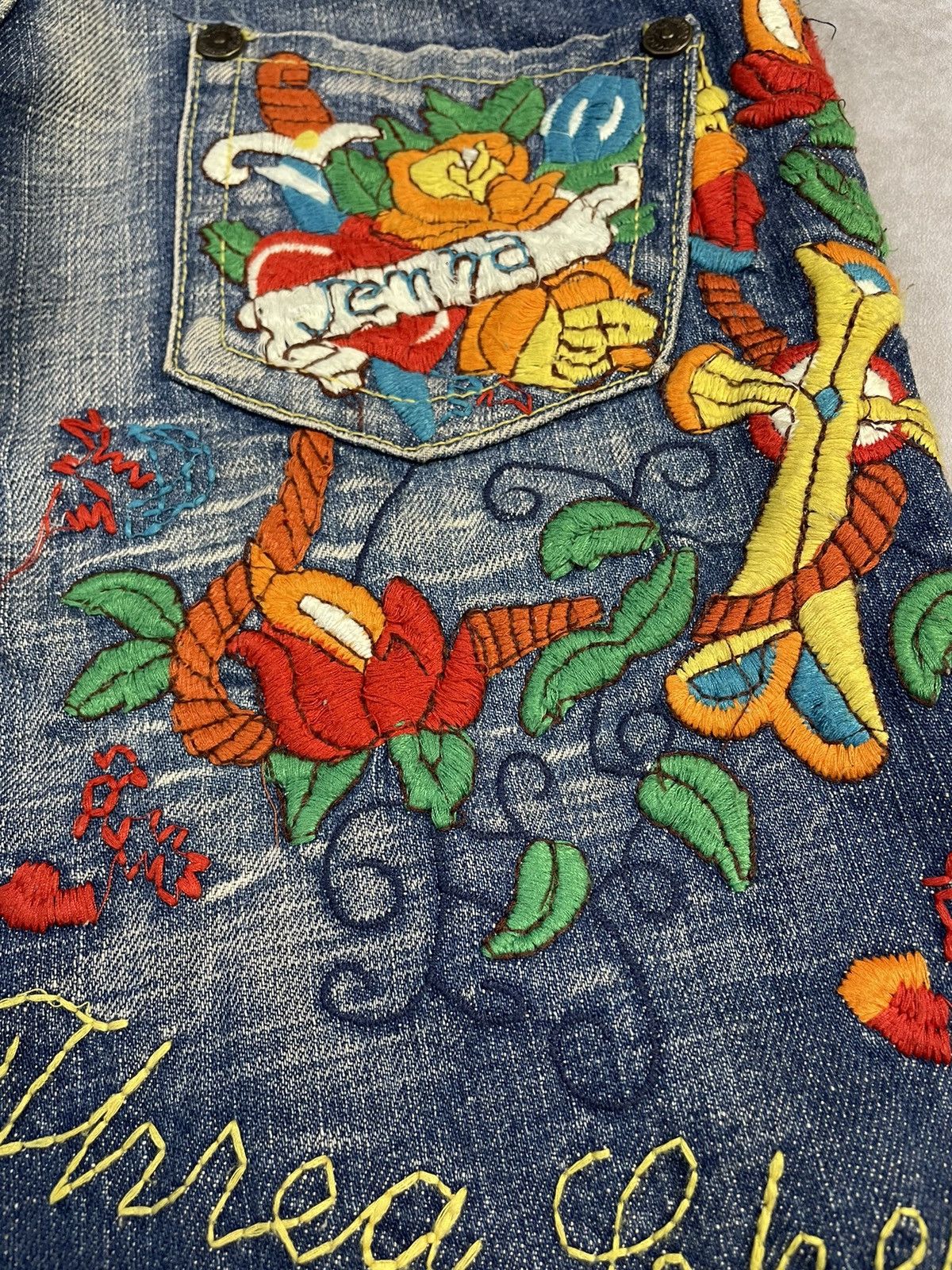Hysteric Glamour Y2k Treachery Souljeans Hand Embroidery Denim Shorts Jorts Size 25" / US 0 / IT 36 - 3 Thumbnail