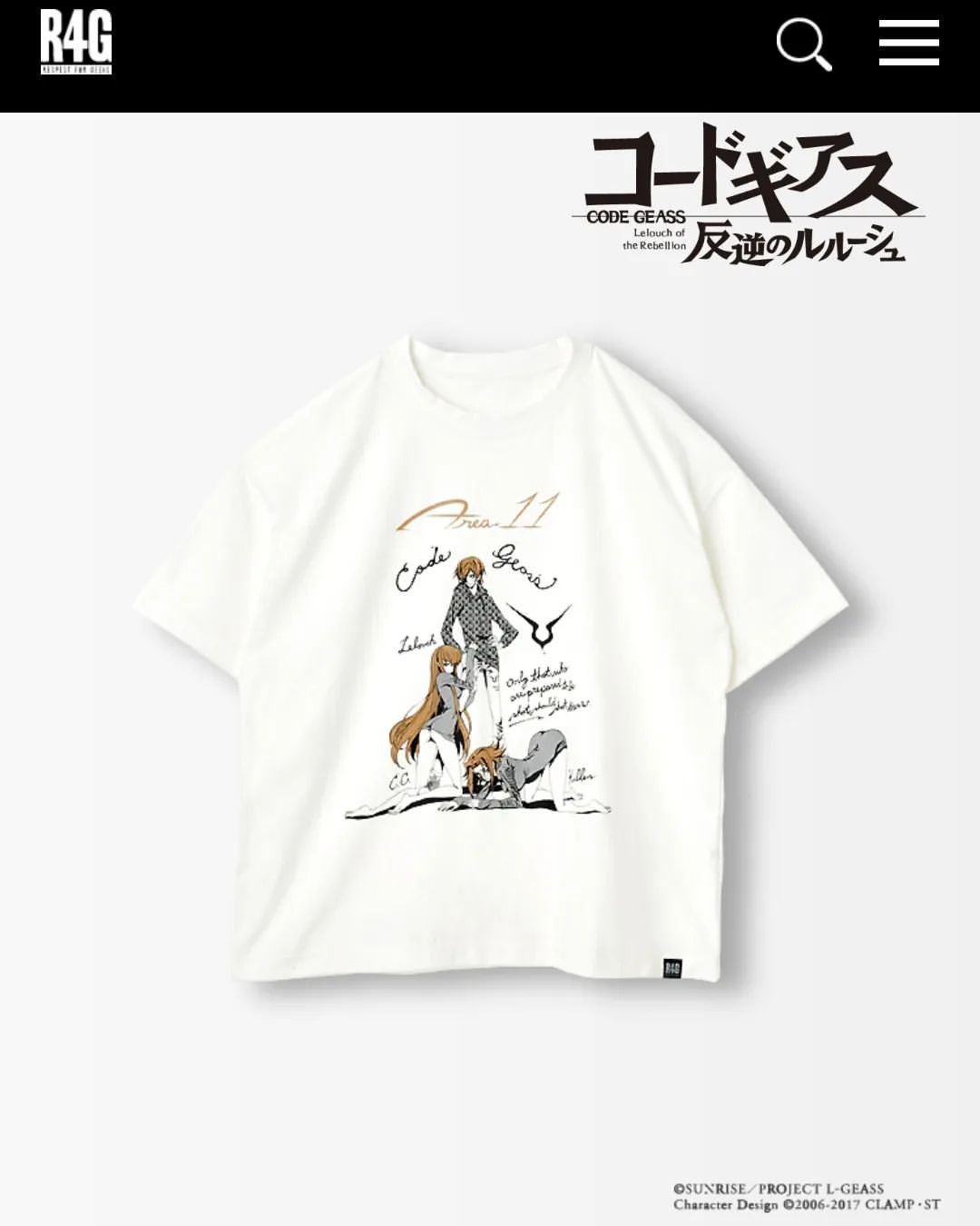 Anime Code Geass x R4G Love White Anime Tees Size US M / EU 48-50 / 2 - 6 Thumbnail