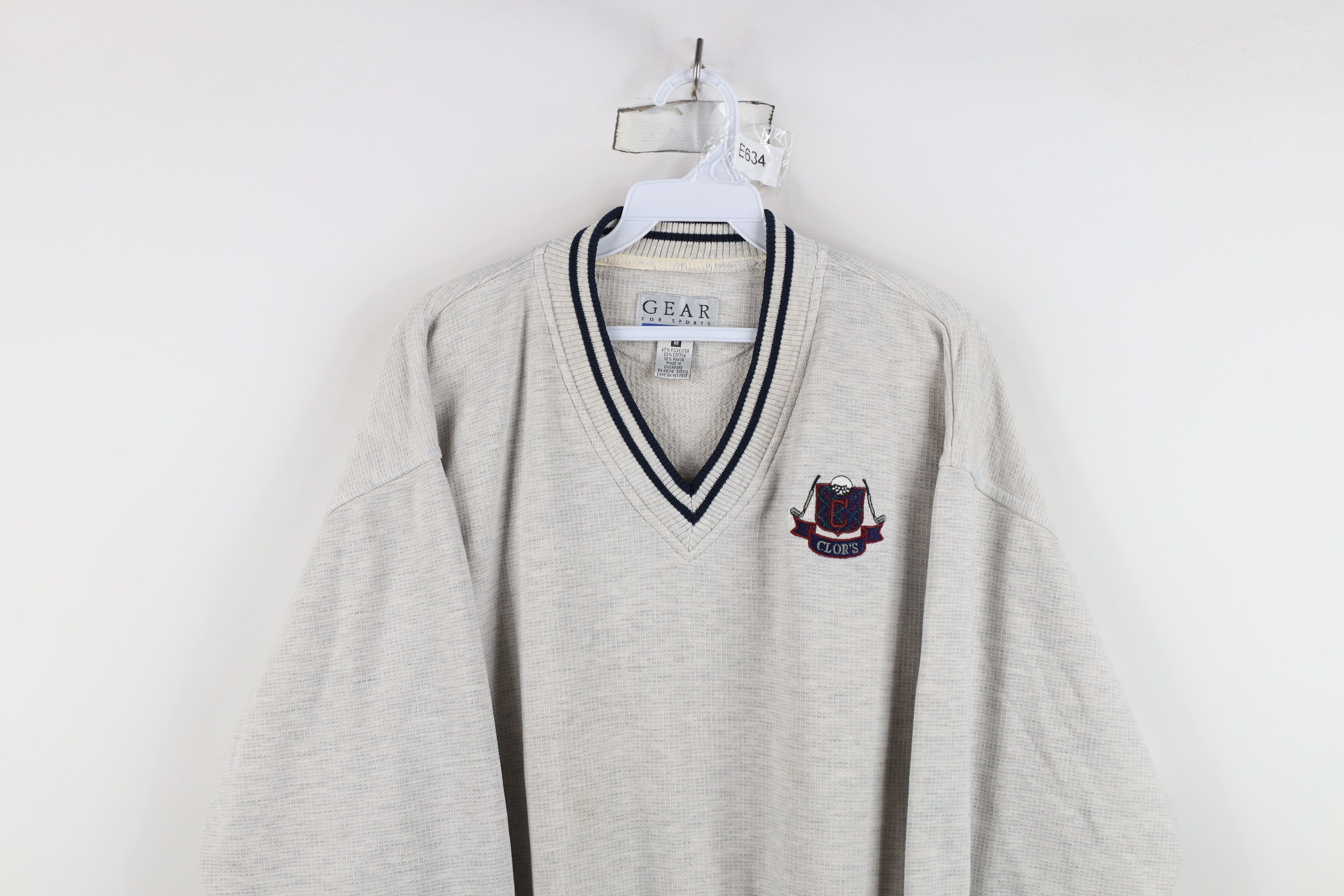Vintage Vintage 90s Streetwear Striped Golf V-Neck Sweatshirt Gray Size US M / EU 48-50 / 2 - 2 Thumbnail