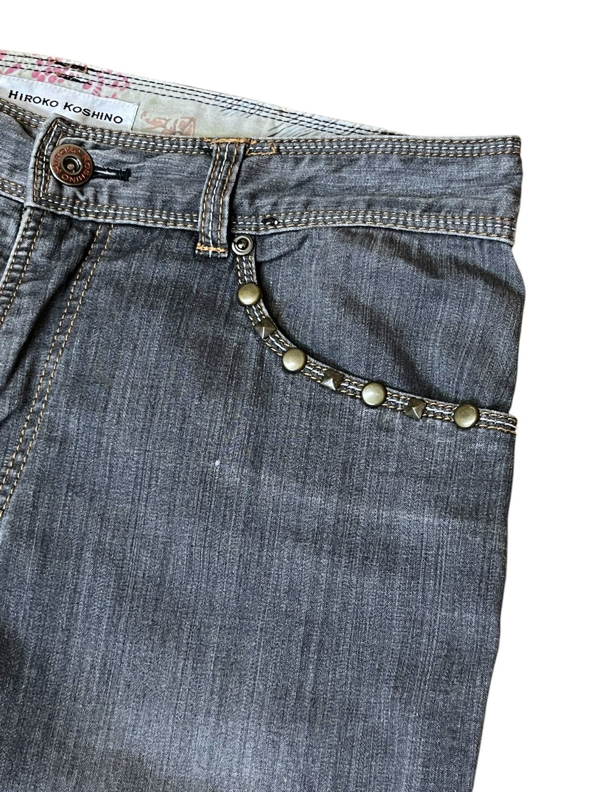 Hiroko Koshino Homme JAPANESE CULTURE “HIROKO KOSHINO” WITH STUDDED FLARED JEANS Size US 29 - 4 Thumbnail