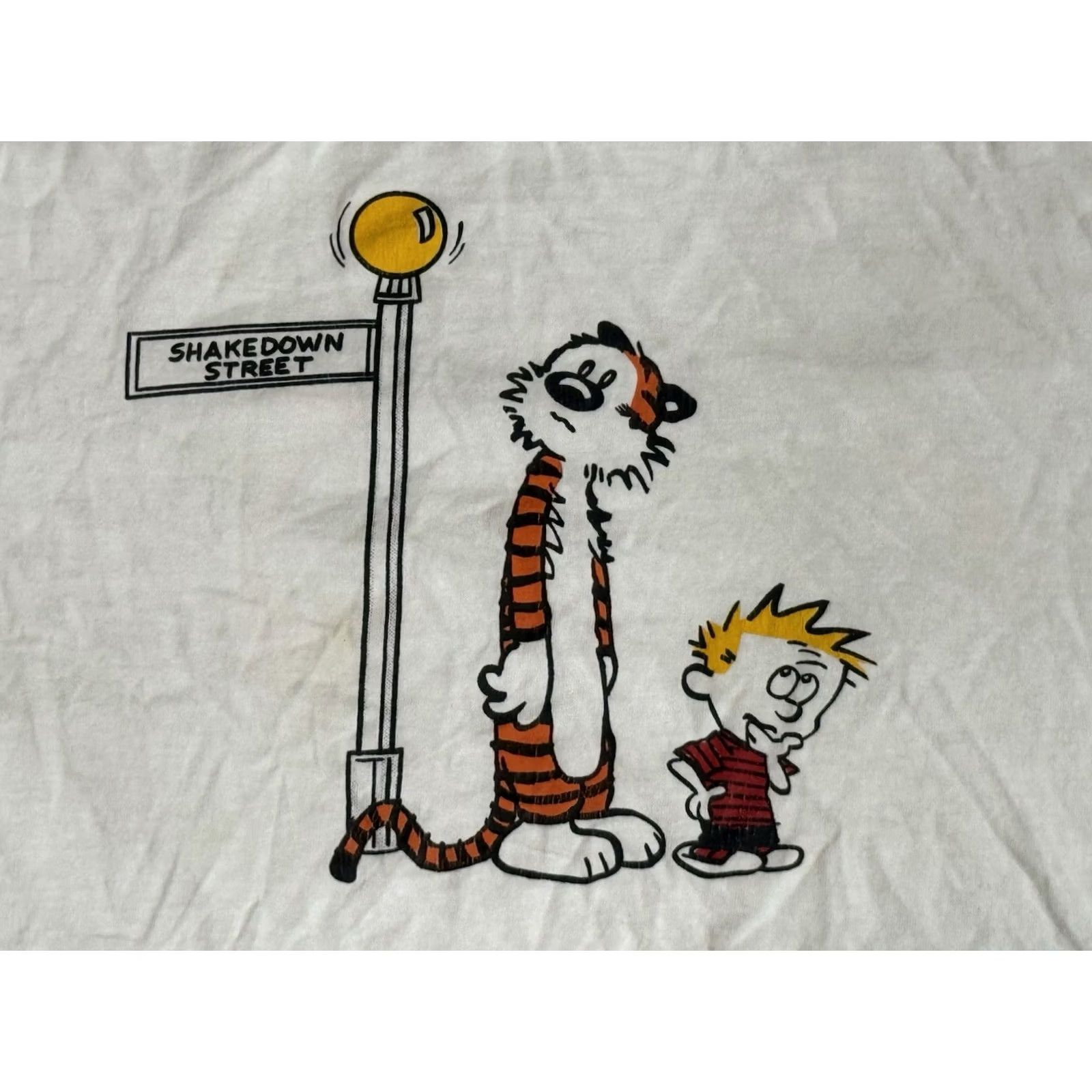 Vintage VINTAGE Grateful Dead Calvin & Hobbes Shakedown Street Shirt XL Jerry Garcia Crew Neck Short Sleeve White Cotton Men T-Shirt 90s Band Hippie Music Size US XL / EU 56 / 4 - 3 Thumbnail