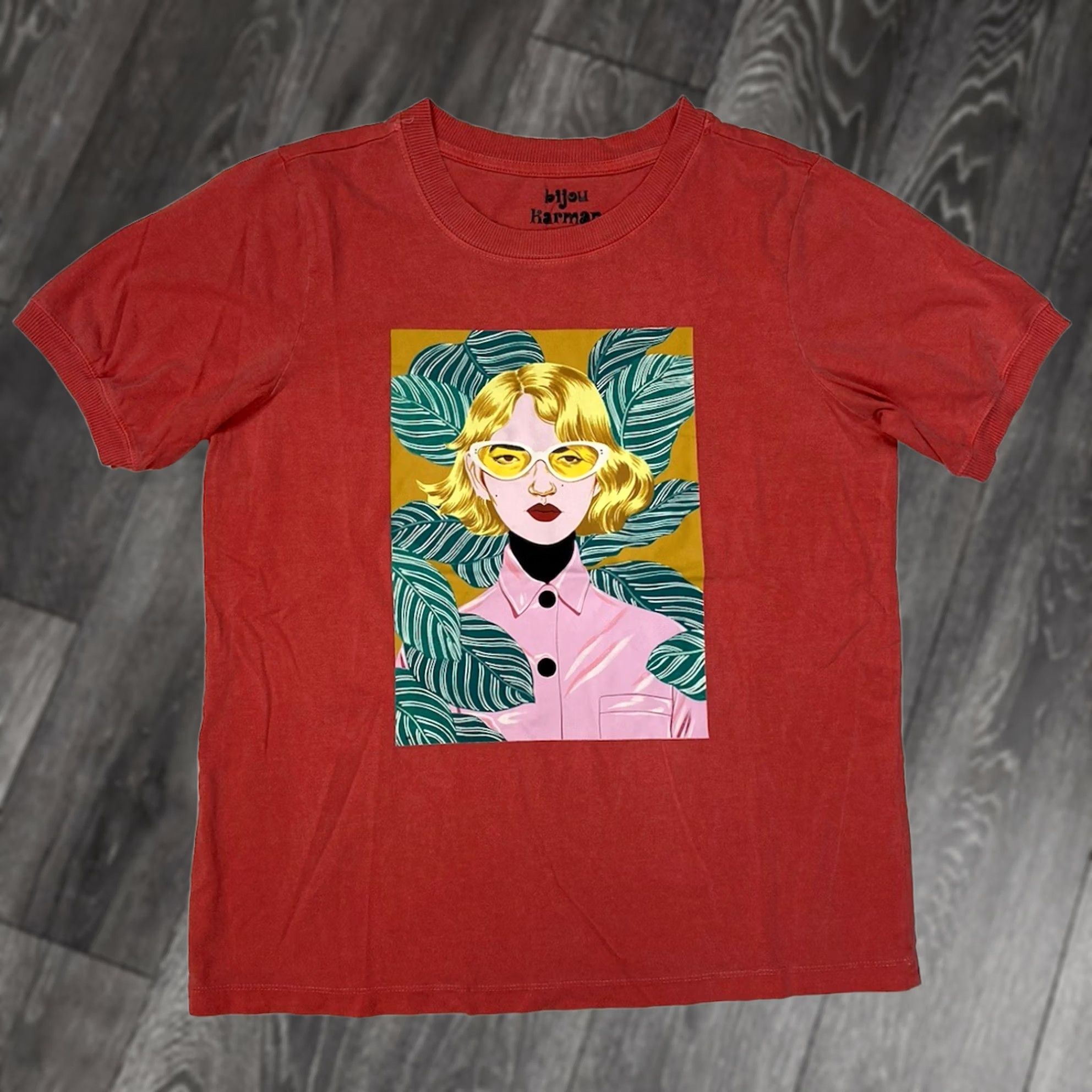 Pinko Bijou Karman Graphic T-shirt Women Small Salmon Pink Short Sleeve Size S / US 4 / IT 40 - 1 Thumbnail