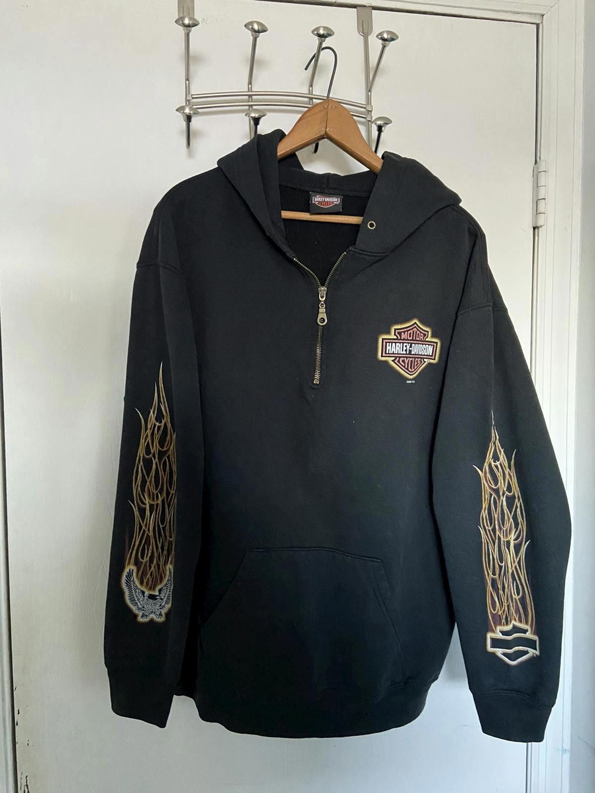 Harley Davidson Vintage Harley Davidson Flame 1/4 Zip Up Hoodie Size US S / EU 44-46 / 1 - 2 Thumbnail
