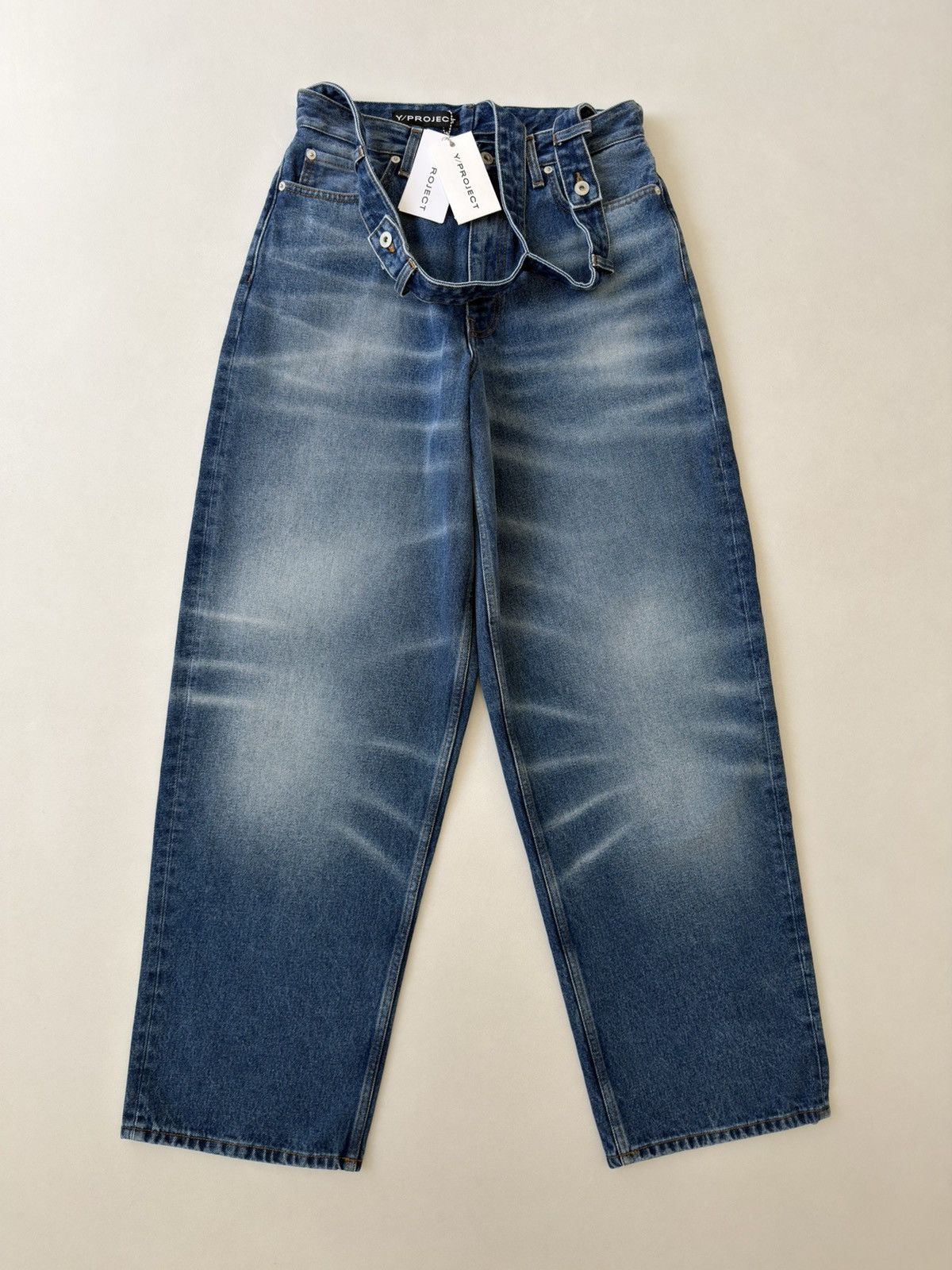 Y/Project A/W 23 ‘’Whiskers Mid Blue’ Washed Jeans Size US 32 / EU 48 - 20 Thumbnail