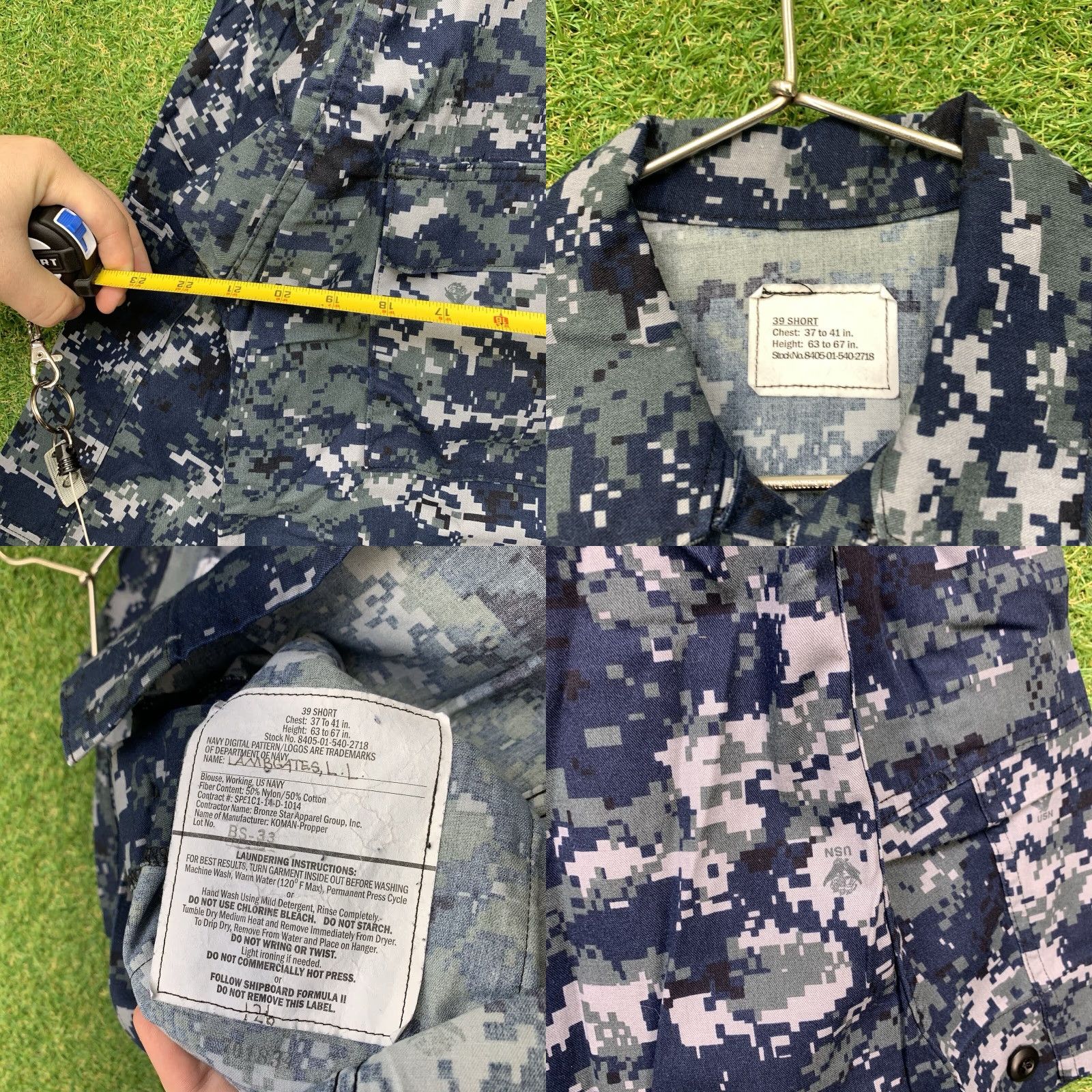 Vintage Vintage US Navy Military Jacket Short Blue Digital Camo 90s Army Casual Workwear Men Size 39 Size US 39 - 8 Thumbnail