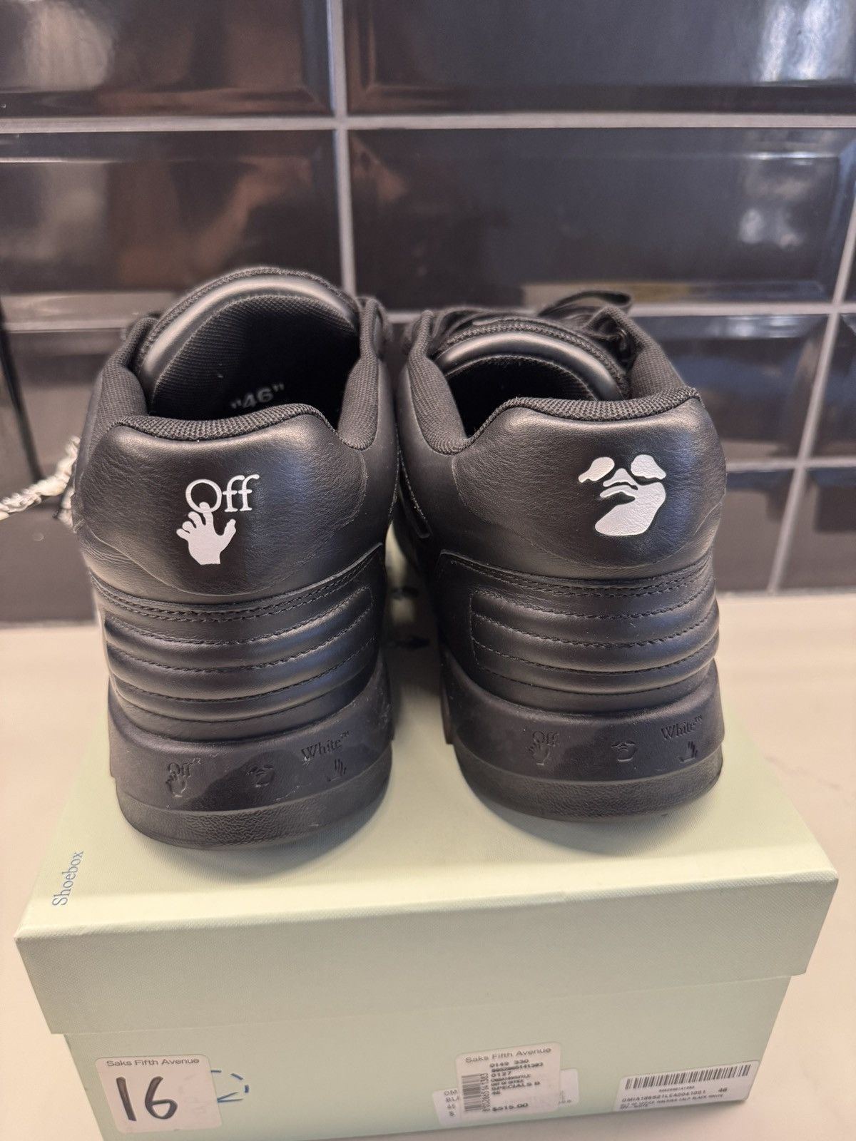 Off-White Off-White “Out of Office For Walking Black Leather Sneakers Size US 13 / EU 46 - 6 Thumbnail