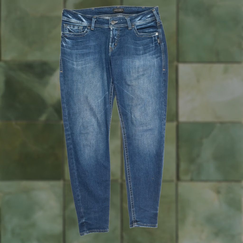 Silver Jeans Co. Silver SUKI Skinny Jeans Blues Mid-Rise Stretch Denim Jeans Womens 30x34 Regular XS-? Size 24" / US 00 / IT 34 - 1 Thumbnail