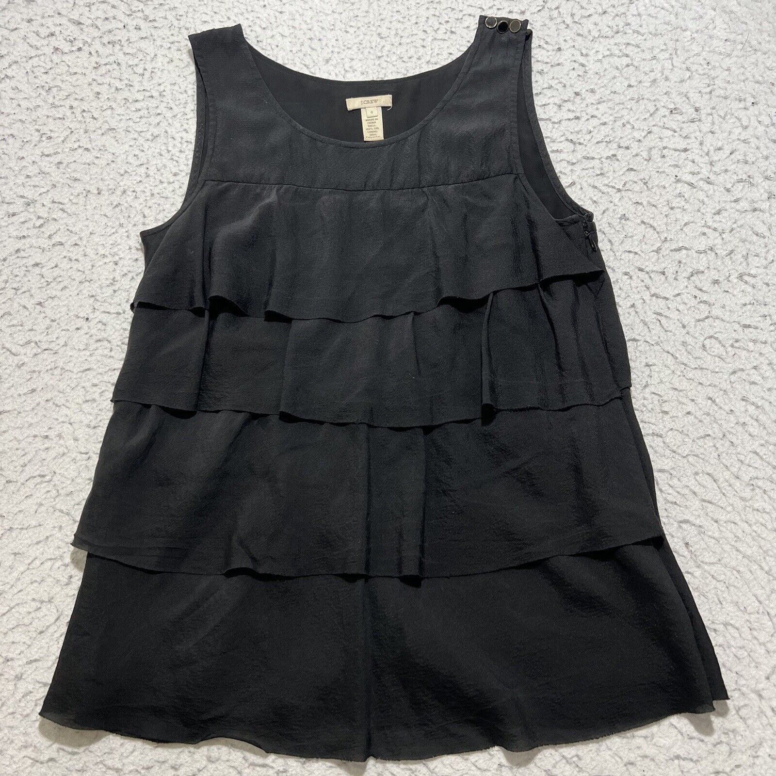 J.Crew J. Crew Silk Tiered Ruffled Tank Top Sleeveless Black Size XS / US 0-2 / IT 36-38 - 1 Thumbnail