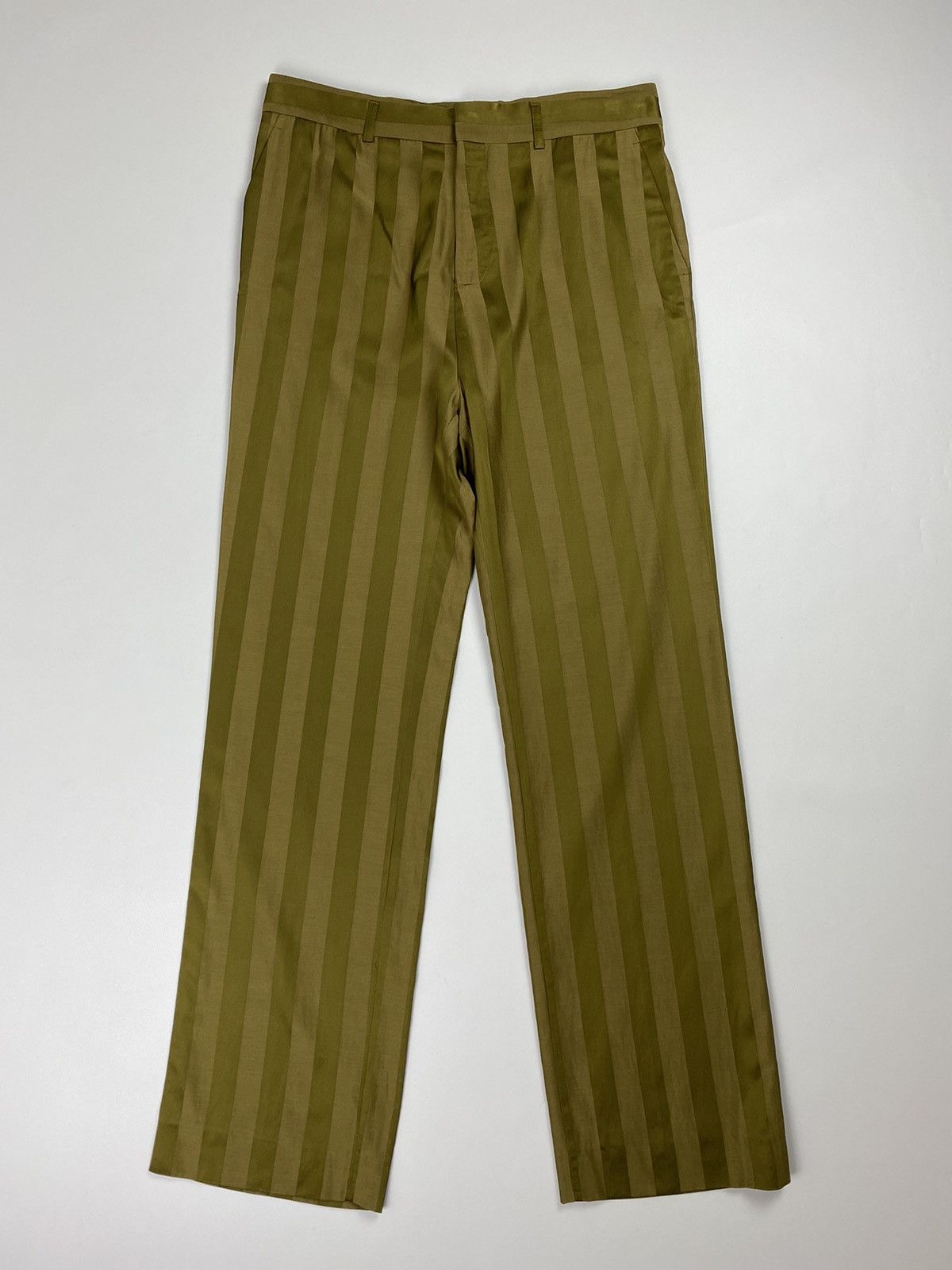 image of Haider Ackermann Ladies Striped Dress Pants Trousers in Green, Women's (Size 26)
