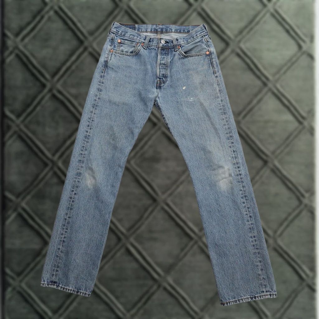 Levi's Levi's 501 Jeans Mens 31 (31X30) Distressed Button Fly Regular Fit Blue Jeans Mens Size US 31 - 1 Thumbnail