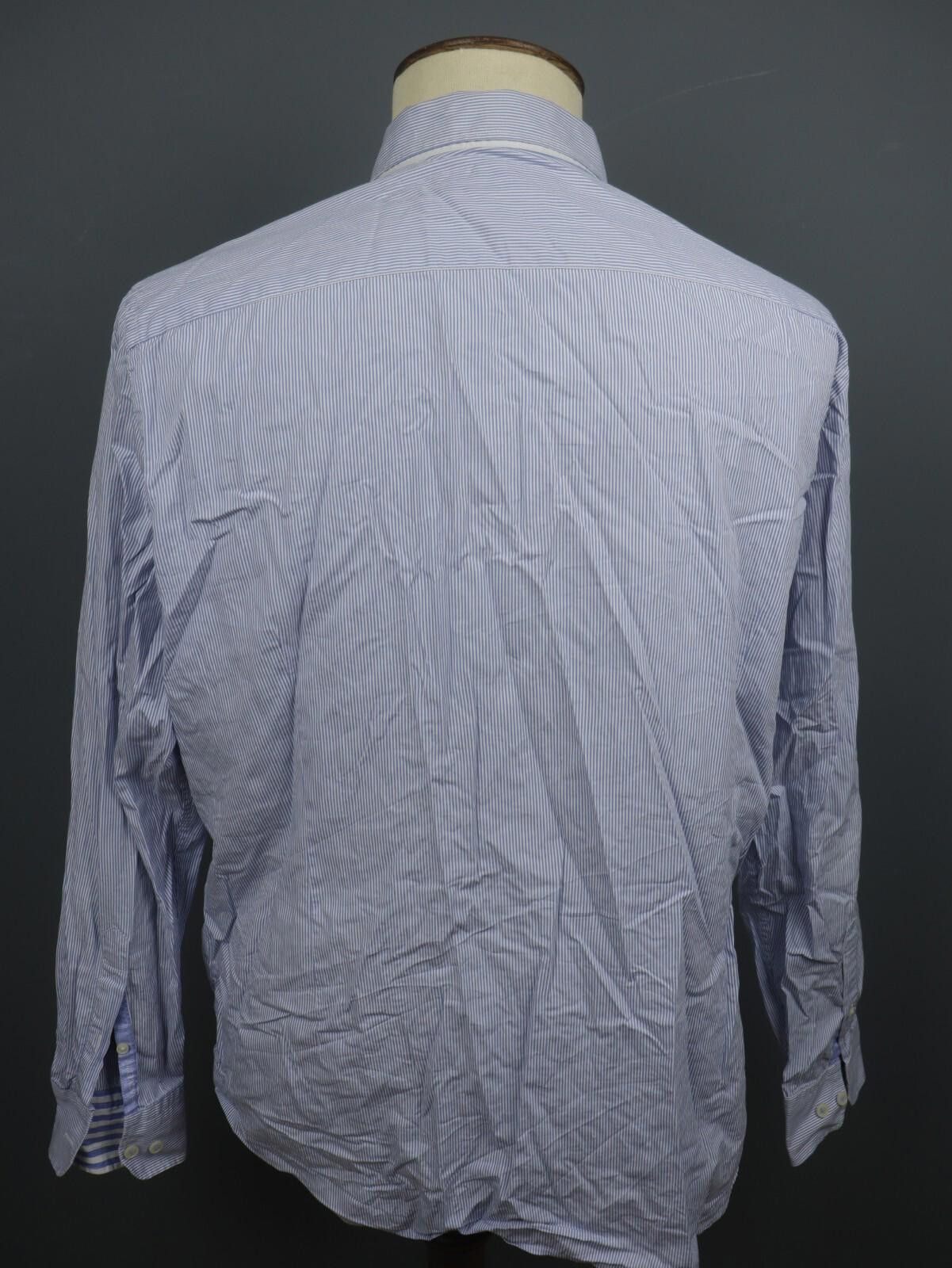 Designer Hackett London Blue Striped Button Up Shirt Size 2XL Size US XXL / EU 58 / 5 - 8 Thumbnail