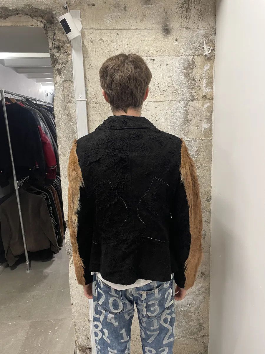 Just Cavalli 2000s Cavalli Black & Brown Fur Effect Distressed Blazer Jacket Size US S / EU 44-46 / 1 - 3 Thumbnail