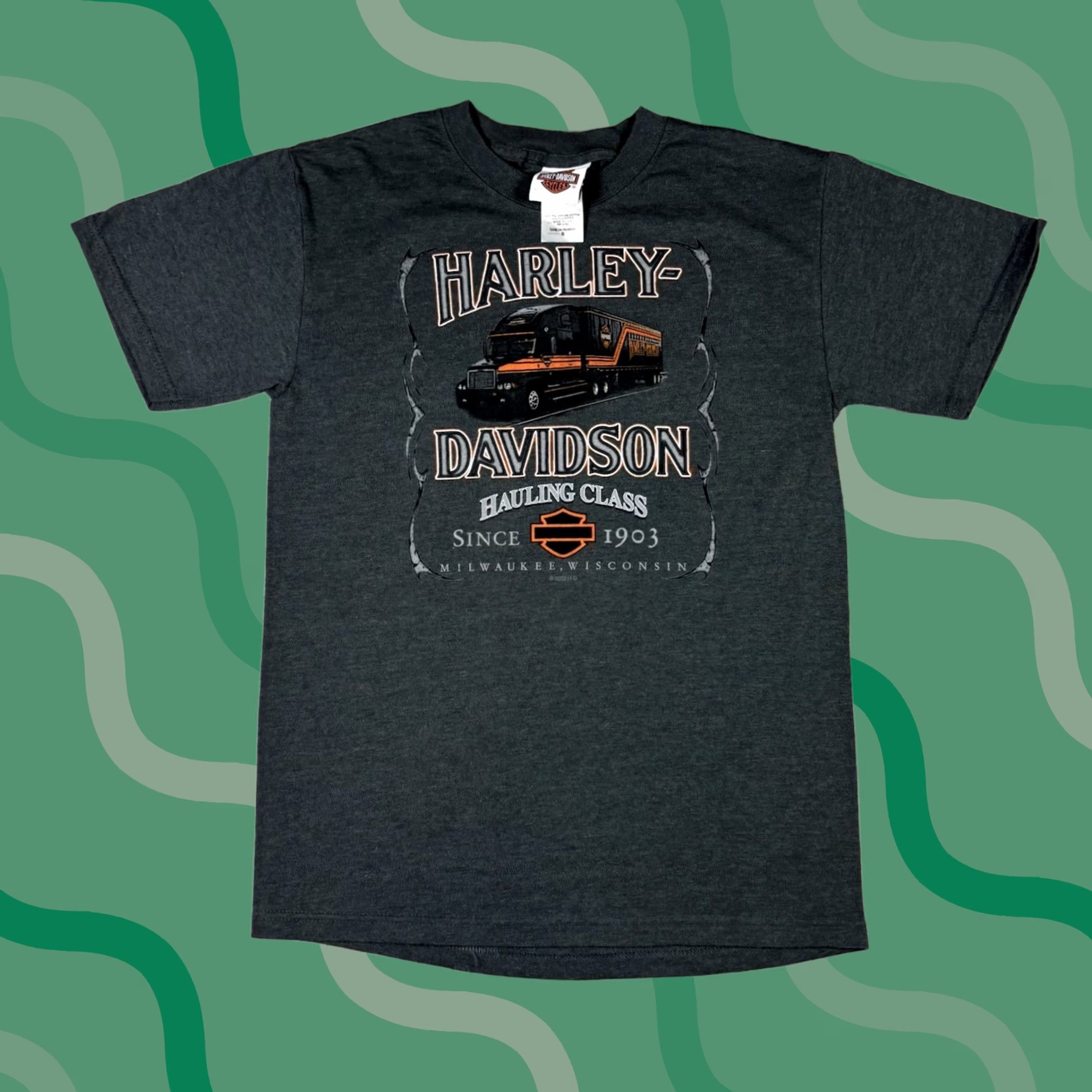 Harley Davidson VINTAGE Harley-Davidson Gray Biker T Shirt Hauling Class Small Y2K 90s Mens Size US S / EU 44-46 / 1 - 1 Thumbnail