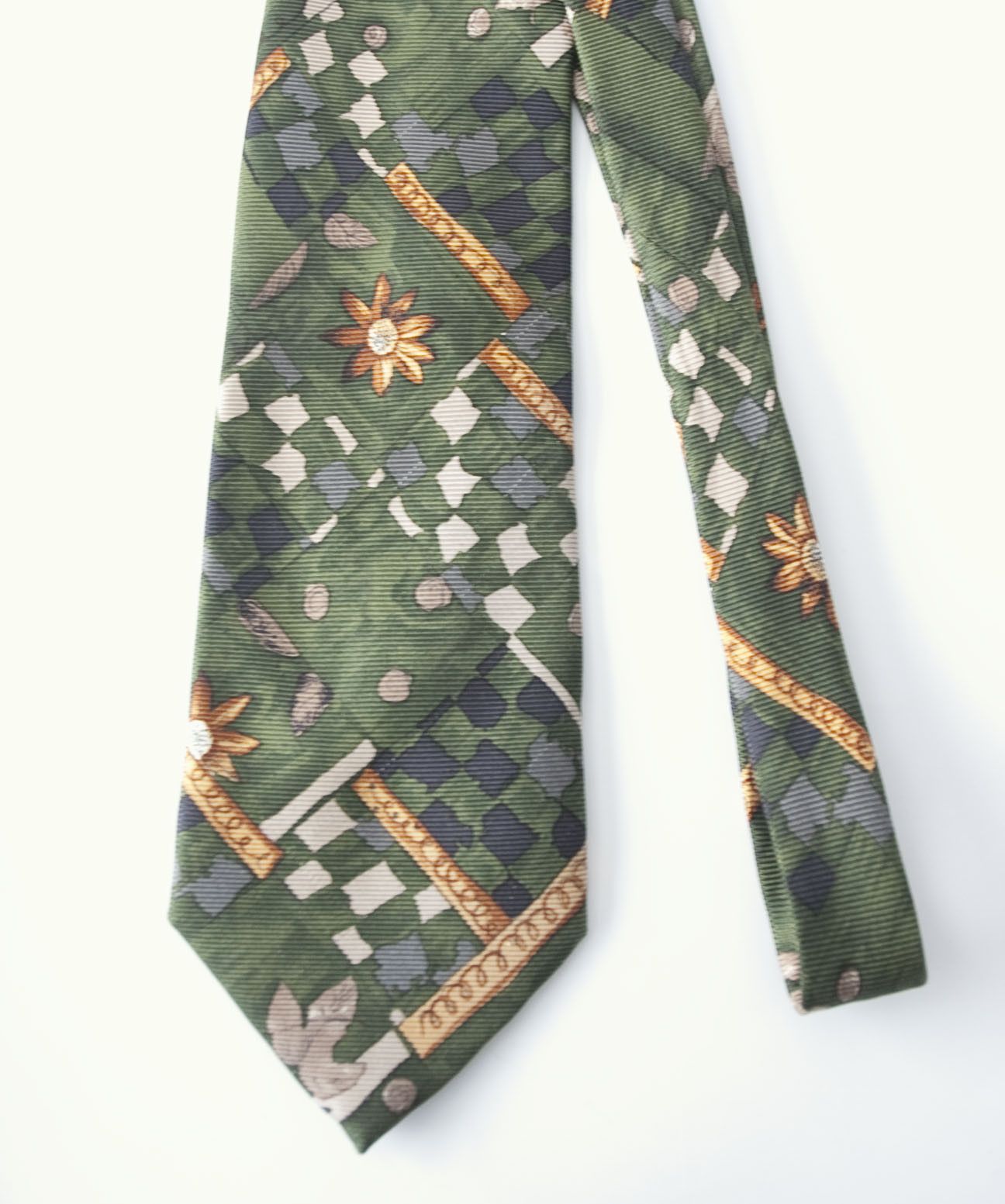 Canali Canali Tie 100% Silk Made in Italy Green Geometric Vintage Size ONE SIZE - 1 Thumbnail