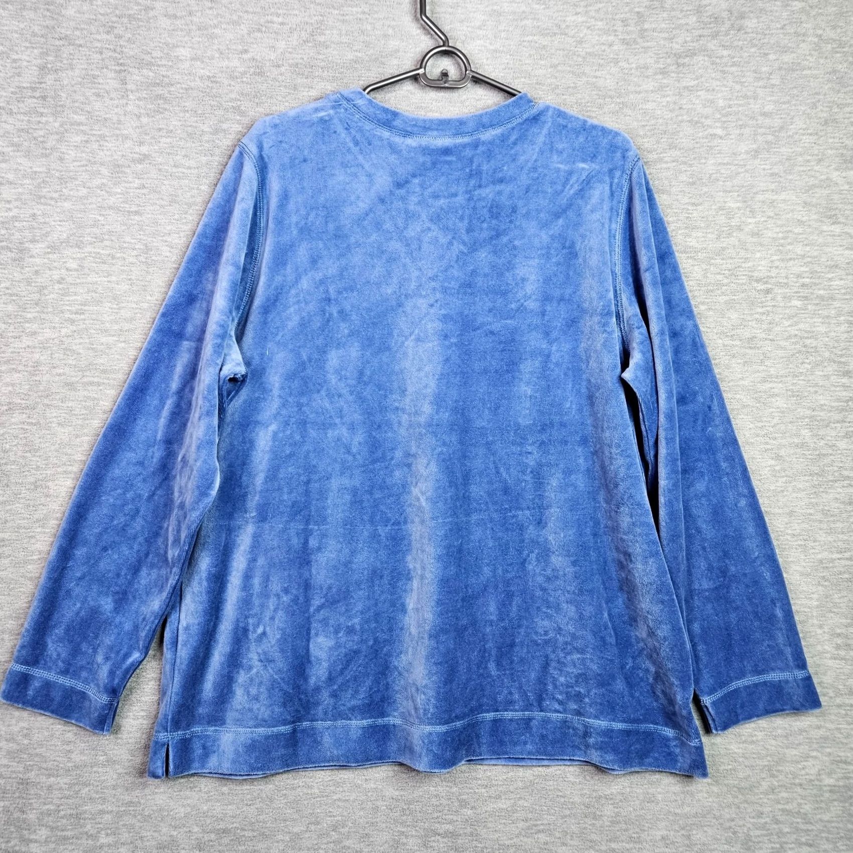 Vintage Appleseed's Women Pullover Sweatshirt XL Periwinkle Blue Velour Long Sleeve Casual Shirt Womens Size XL / US 12-14 / IT 48-50 - 2 Thumbnail