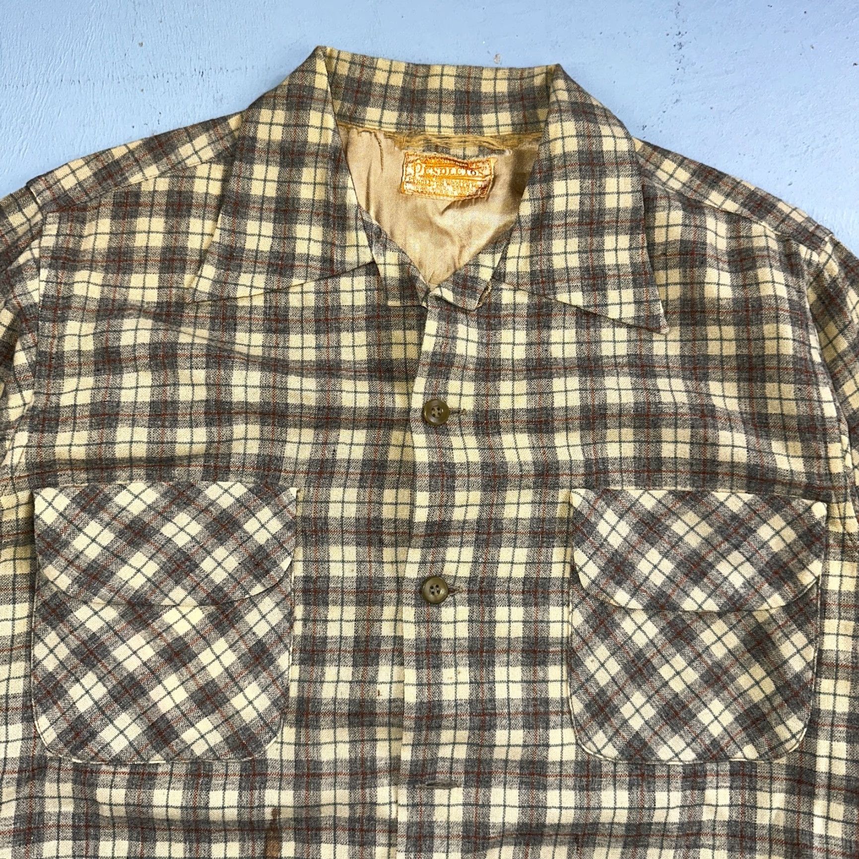Pendleton VINTAGE Pendleton Board Shirt Plaid Wool Button Down Size M Gray 1960s Casual Mens Size US M / EU 48-50 / 2 - 2 Thumbnail