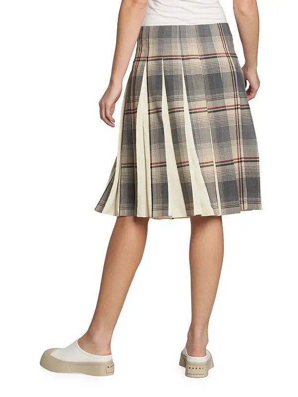 Marni o1w1db11125 Plaid Pleated Skirt in Grey Size 28" / US 6 / IT 42 - 4 Thumbnail