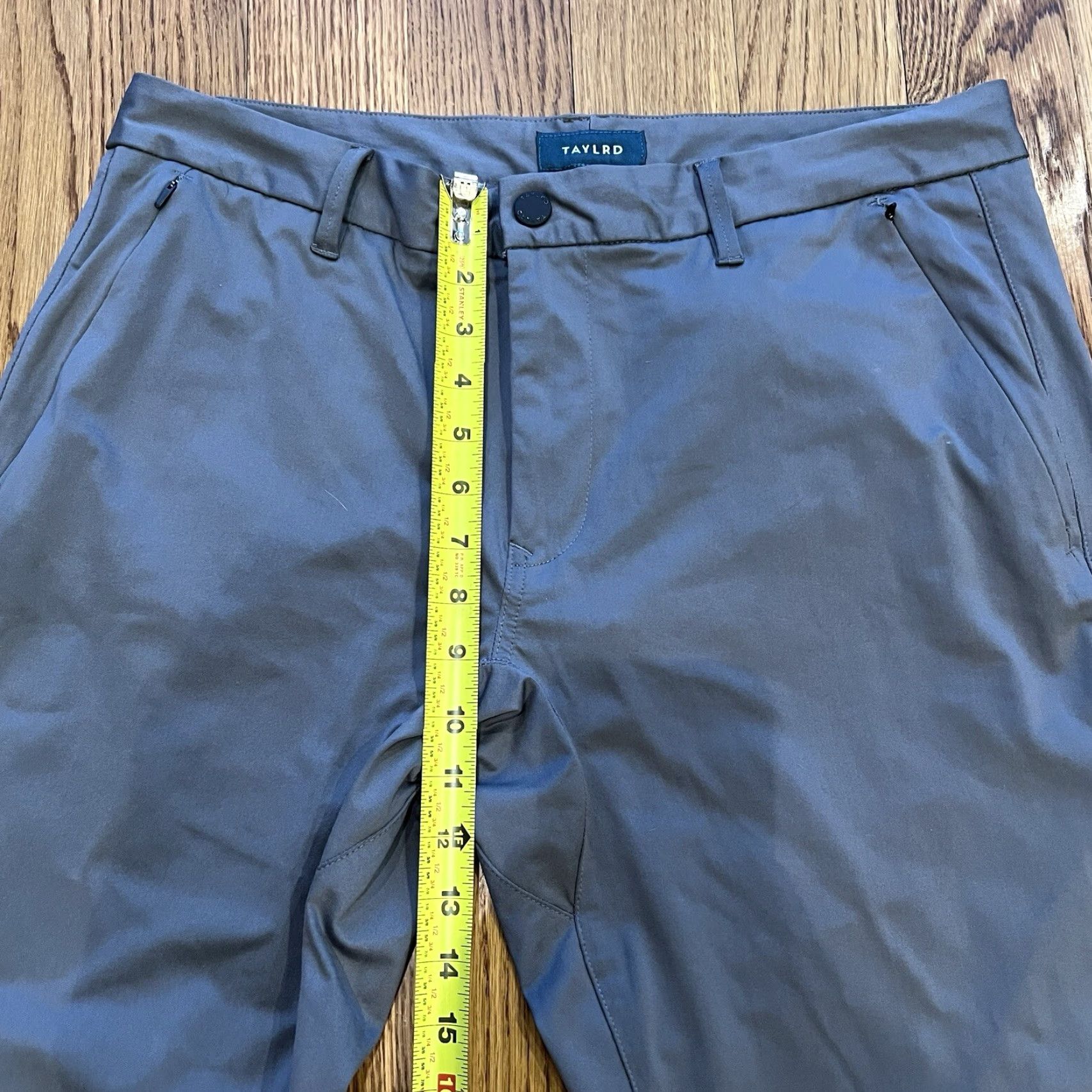 Vintage TAYLRD Men's Performance Chino Pants Slim Fit 35X30 Gray Pants Men Slim Front Button Zip Inseam 30 Solid Gray Size US 35 - 7 Thumbnail