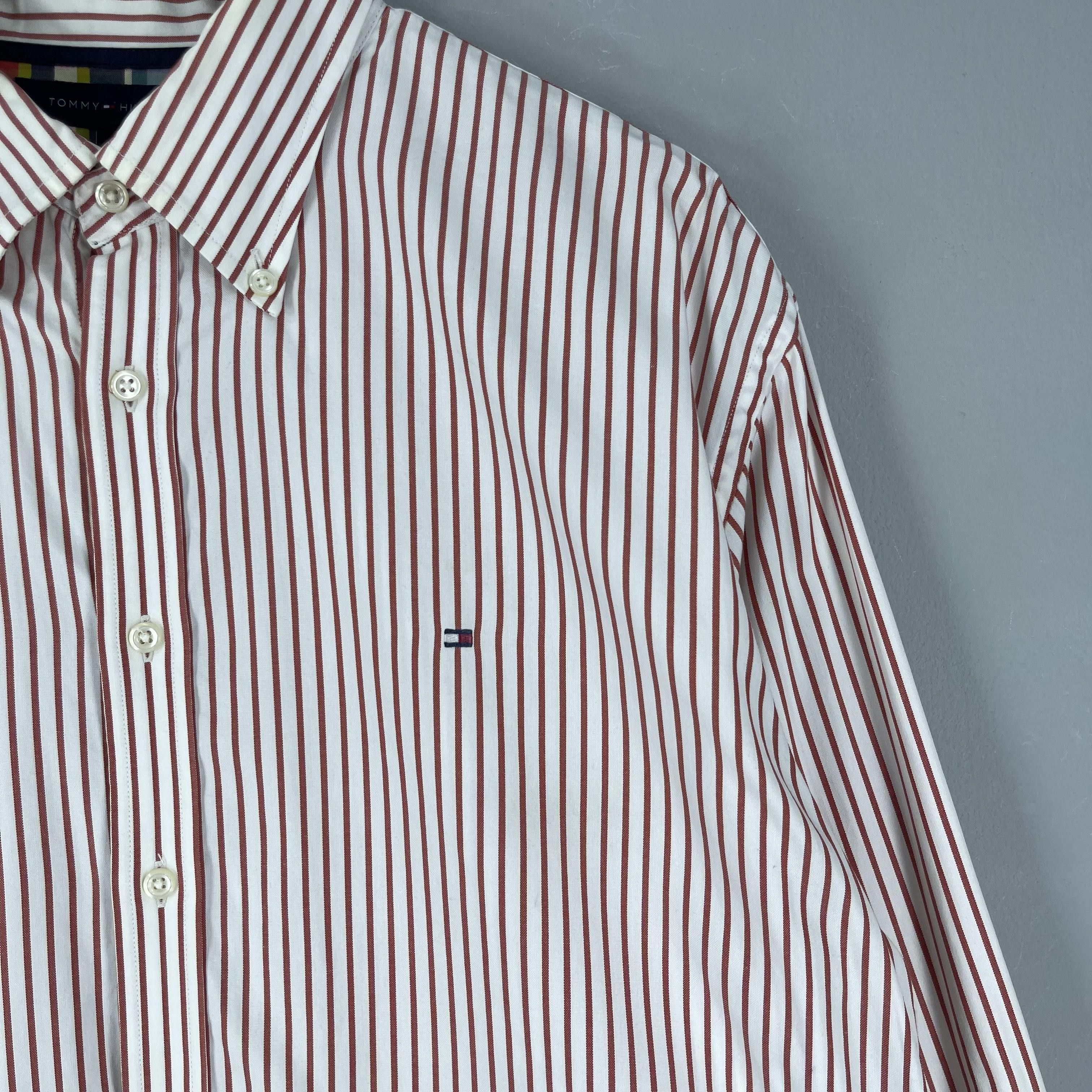 Tommy Hilfiger Vintage TOMMY HILFIGER Vertical Red/White Stripes Flannel Size US M / EU 48-50 / 2 - 3 Thumbnail