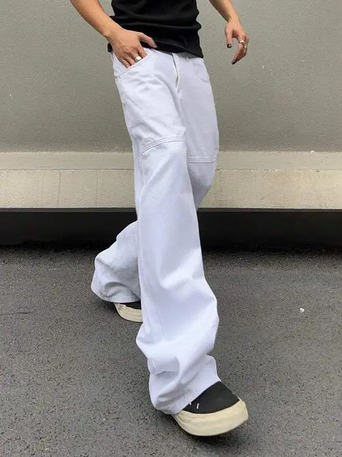 Casua Fit Wide Leg White Jeans